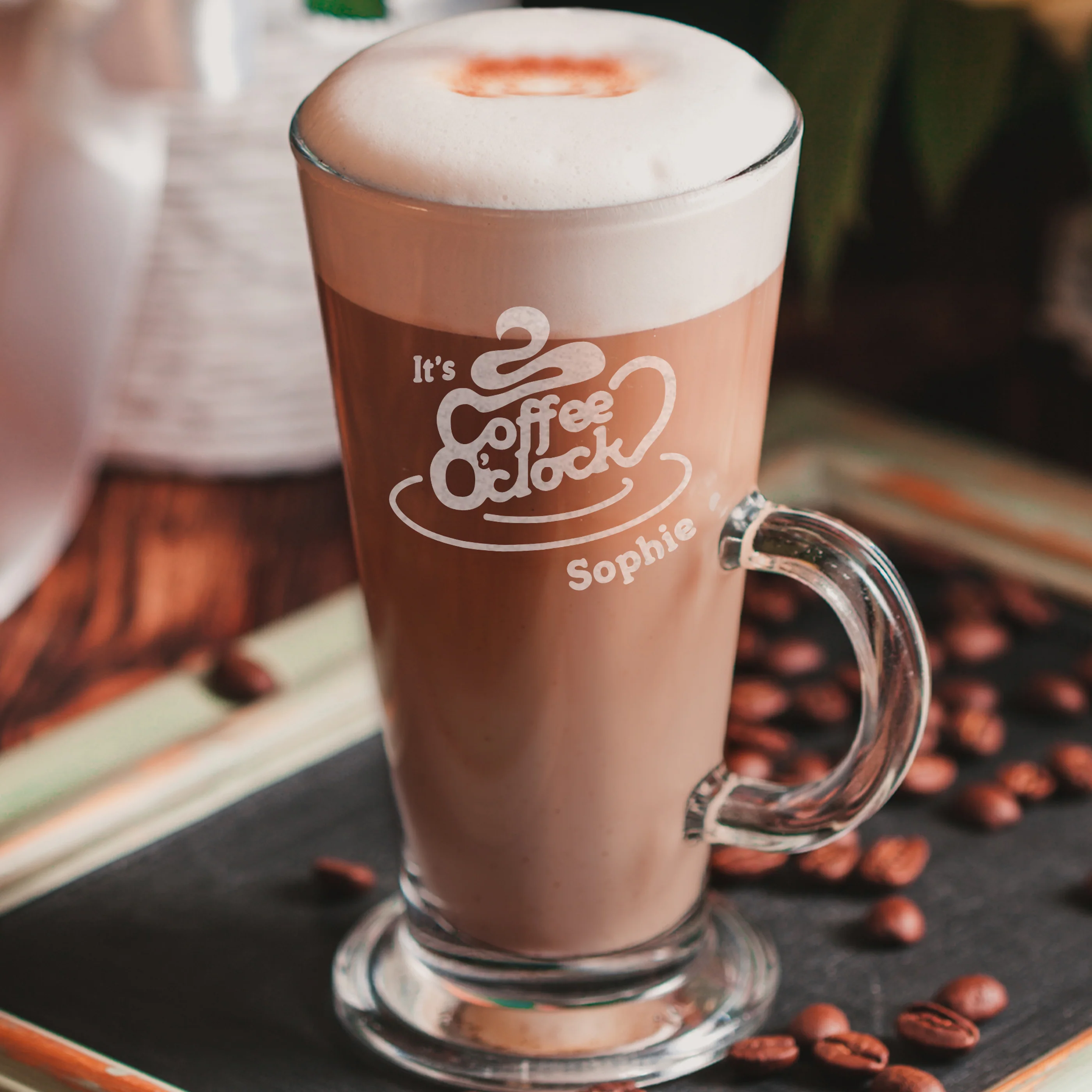 Personalised Coffee O Clock Latte Glass - Image 4