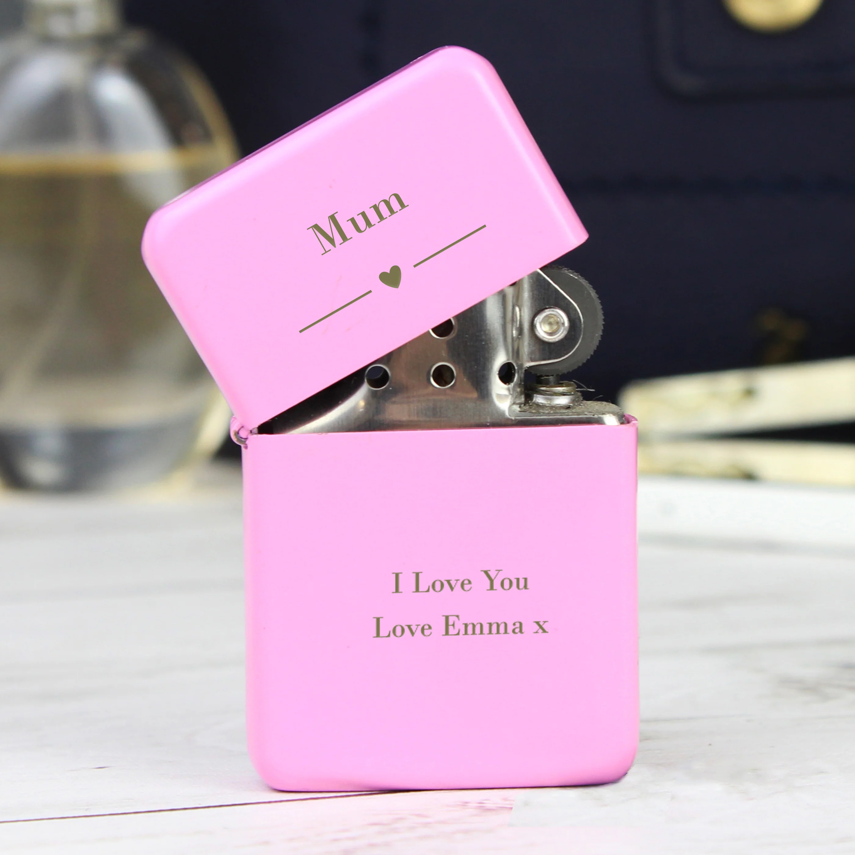 Personalised Decorative Heart Pink Lighter - Image 2
