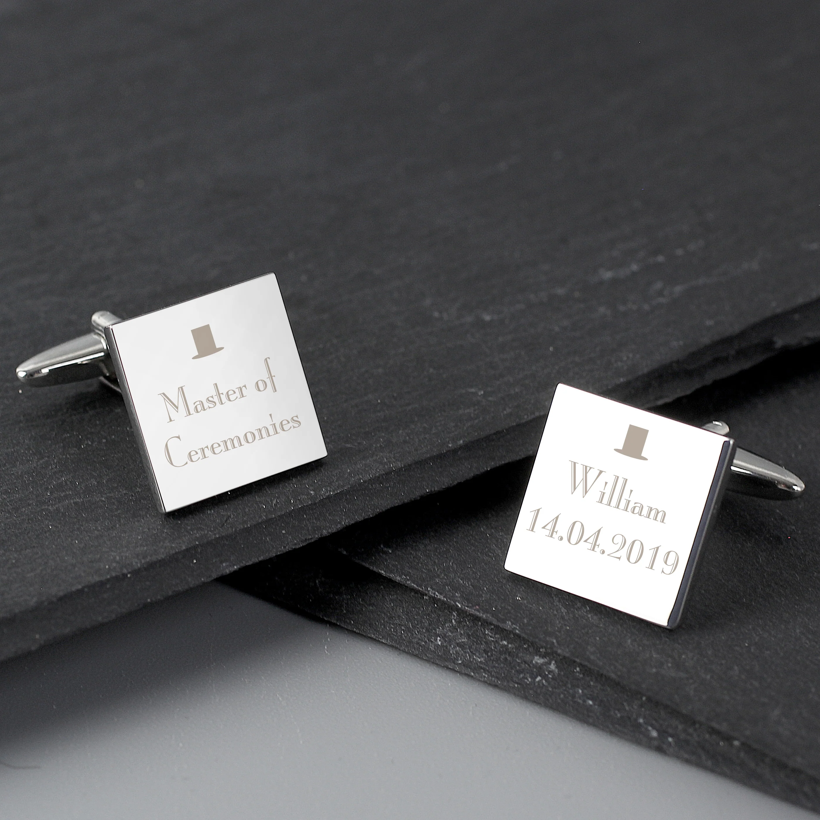 Personalised Decorative Wedding Any Role Square Cufflinks - Image 3