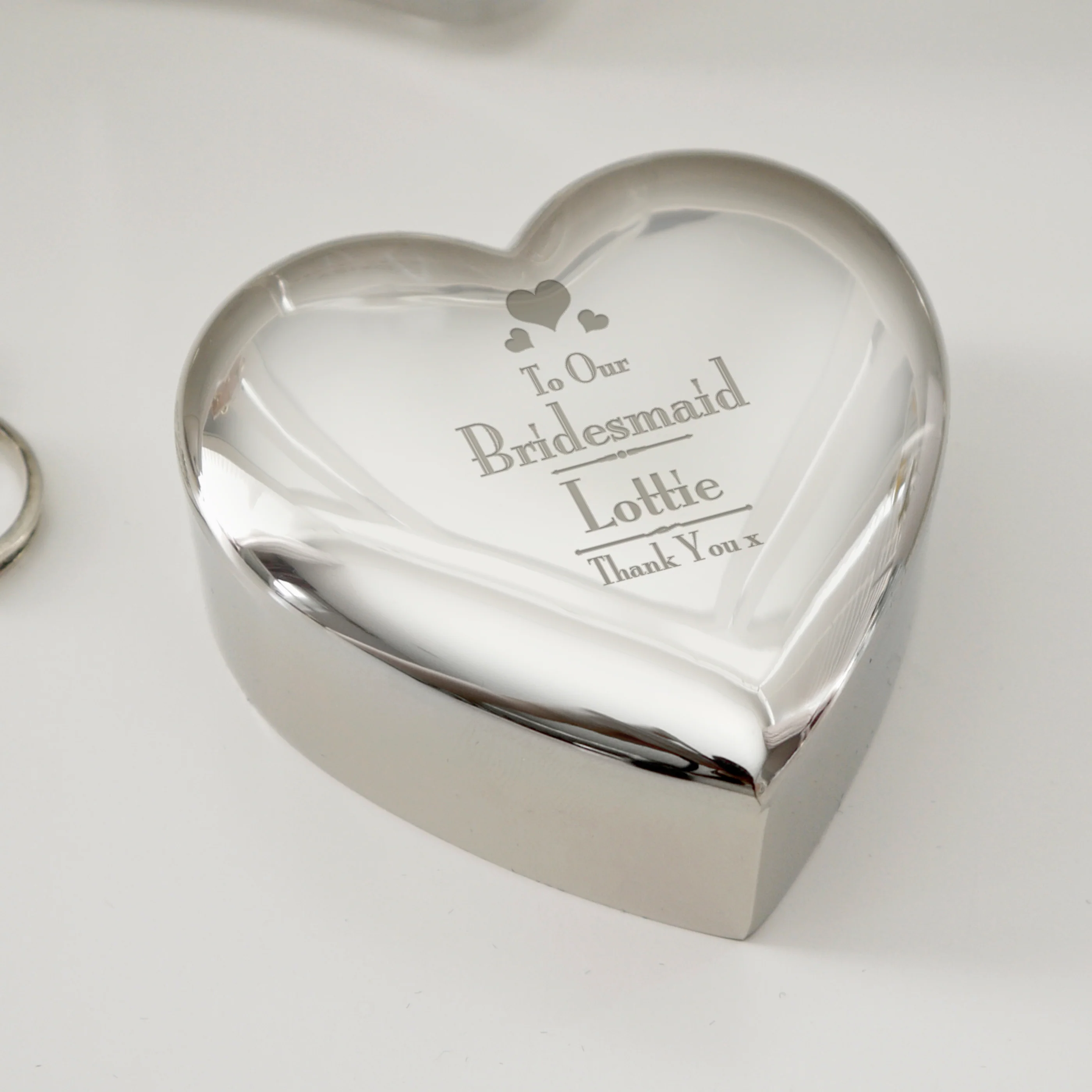 Personalised Decorative Wedding Bridesmaid Heart Trinket Box - Image 4