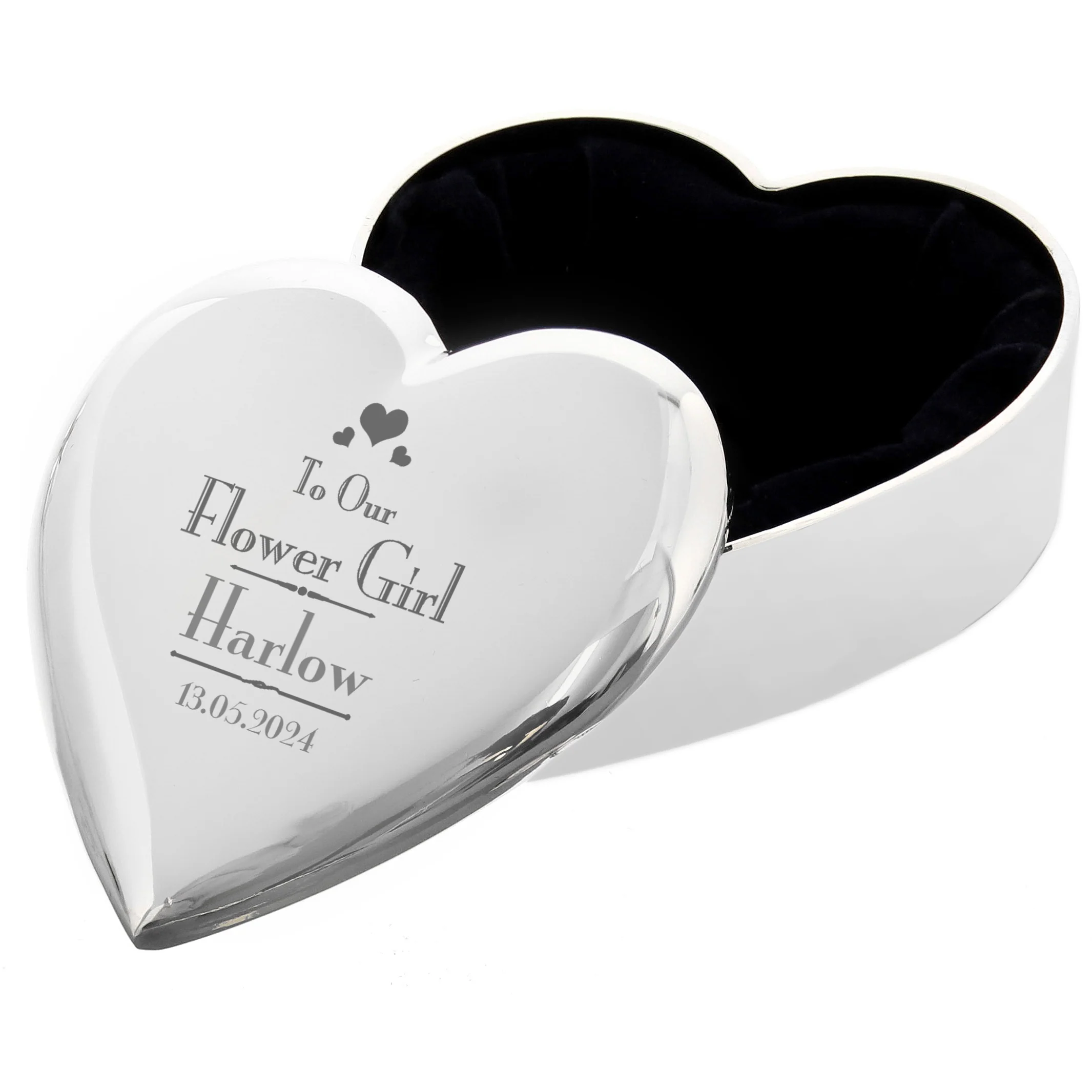 Personalised Decorative Wedding Flower Girl Heart Trinket Box - Image 4