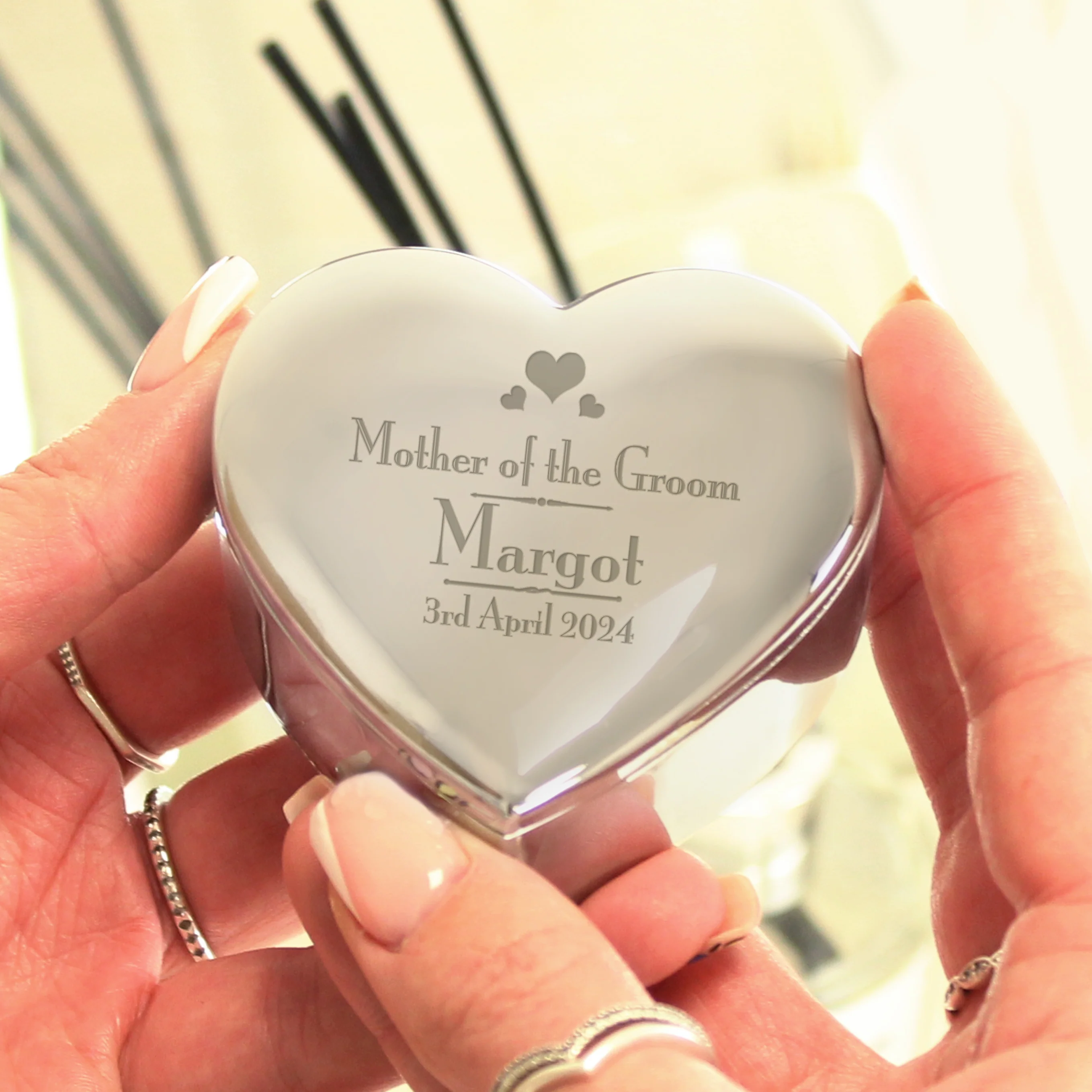 Personalised Decorative Wedding Mother of the Groom Heart Trinket Box - Image 2
