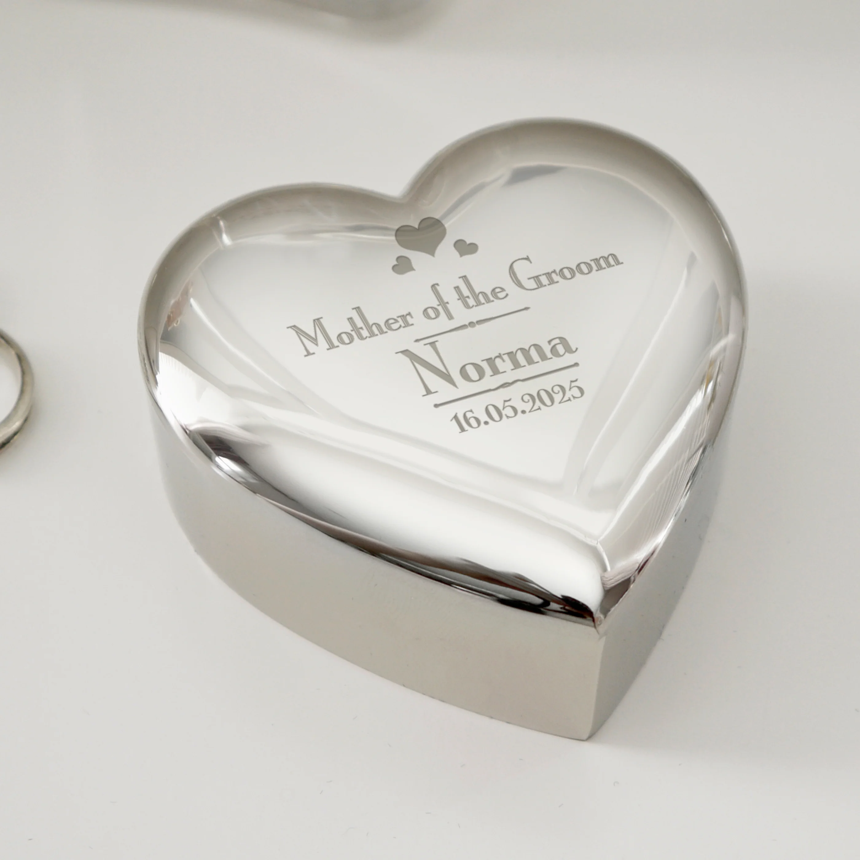 Personalised Decorative Wedding Mother of the Groom Heart Trinket Box - Image 6