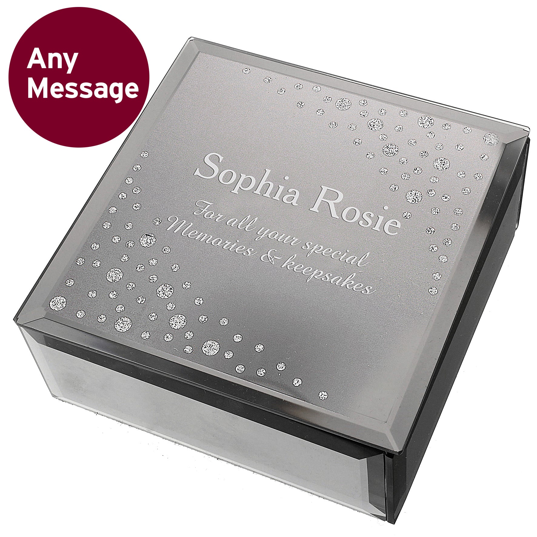 Personalised Diamante Name & Message Glass Trinket Box - Image 7