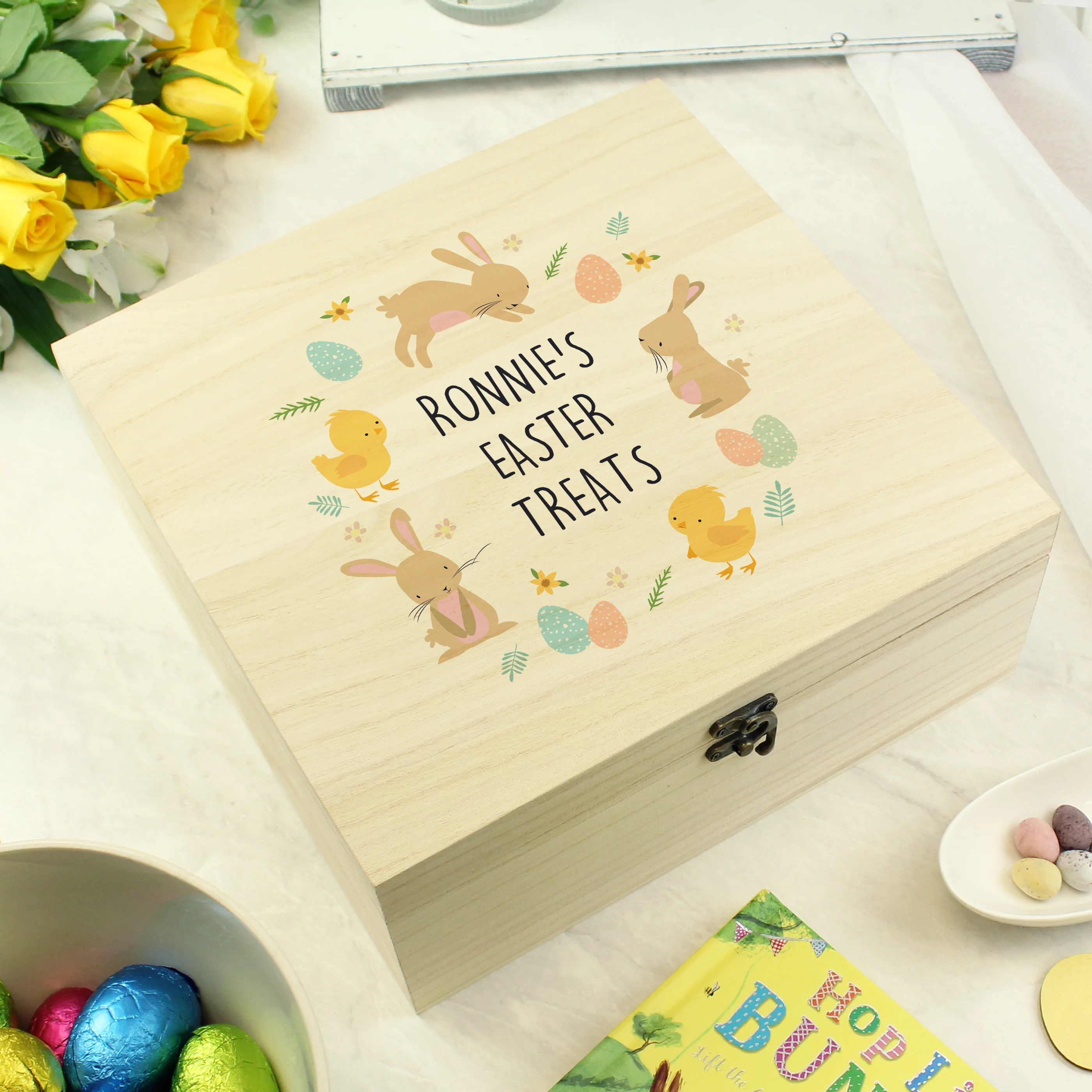 Personalised Easter Bunny Wooden Treat Box - Image 3