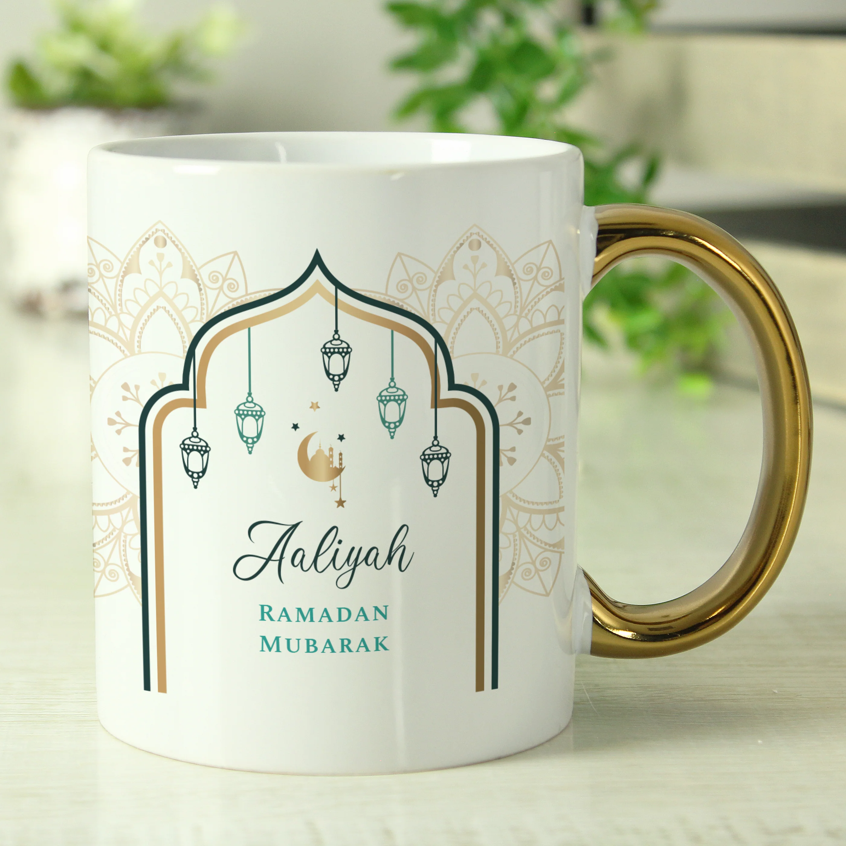 Personalised Eid and Ramadan Gold Handled Mug - Image 2
