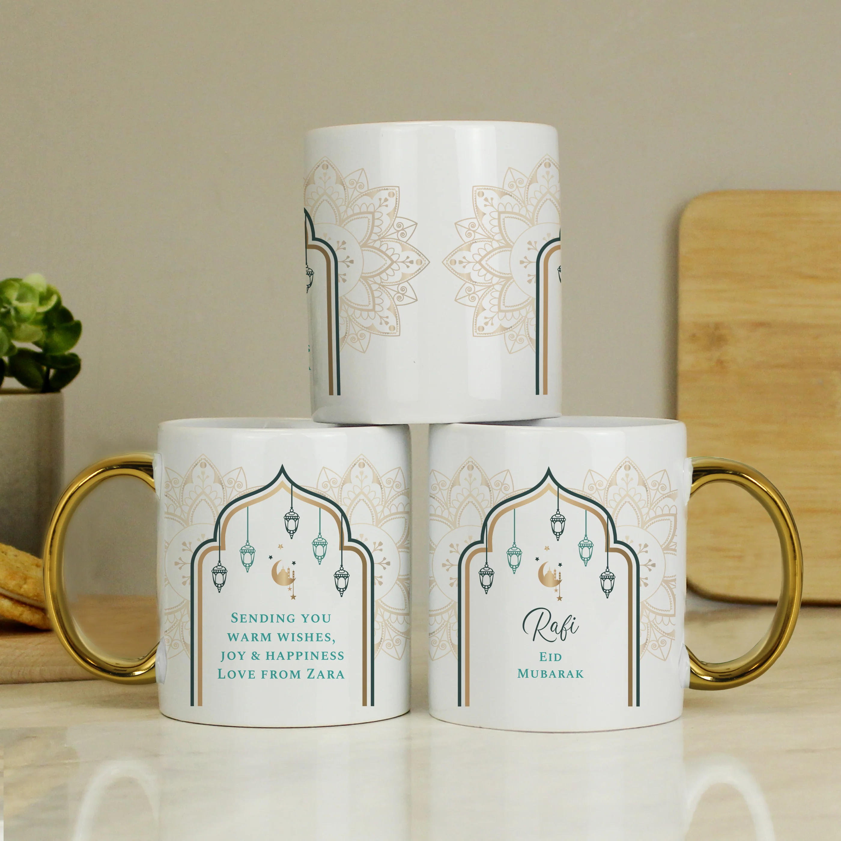 Personalised Eid and Ramadan Gold Handled Mug - Image 3