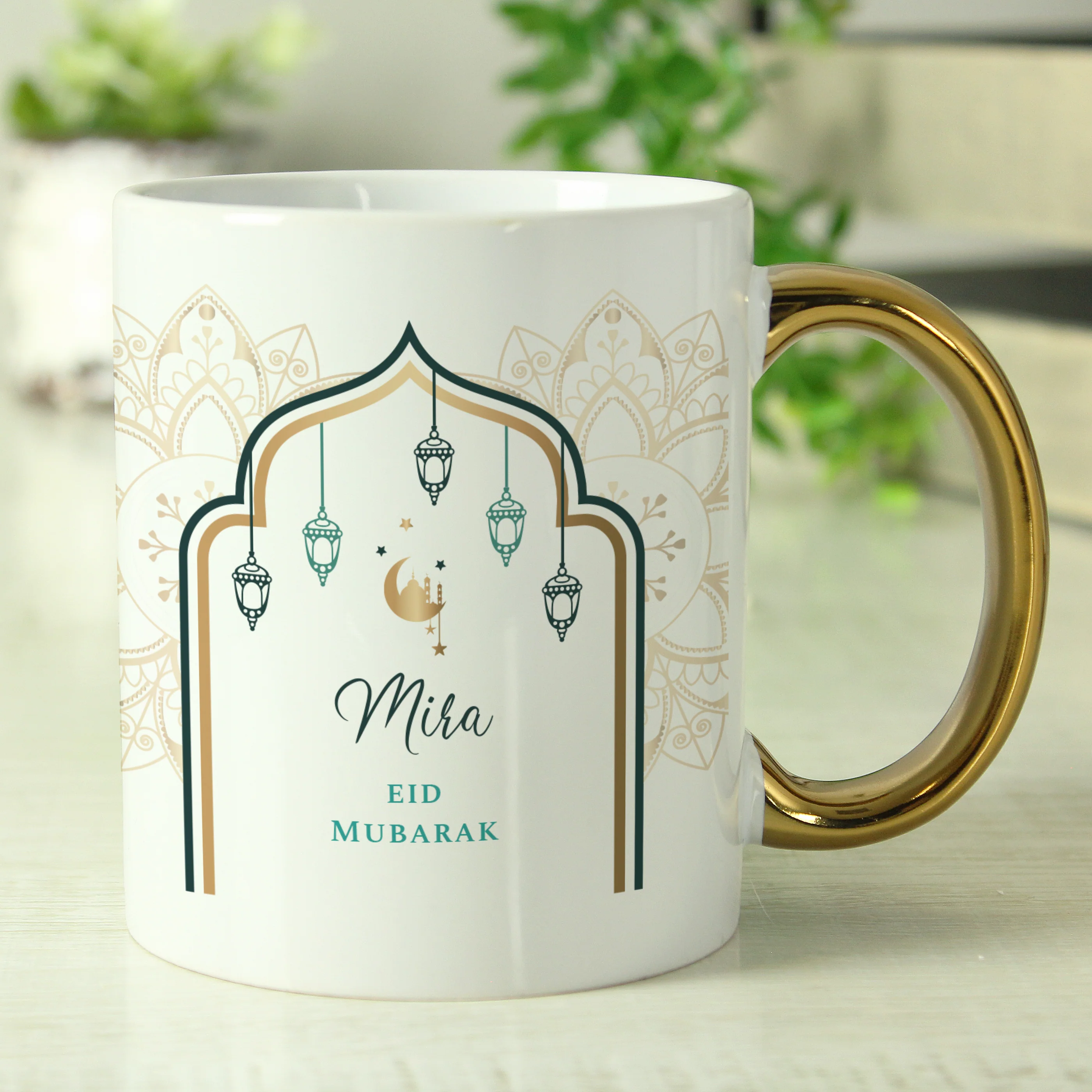 Personalised Eid and Ramadan Gold Handled Mug - Image 4