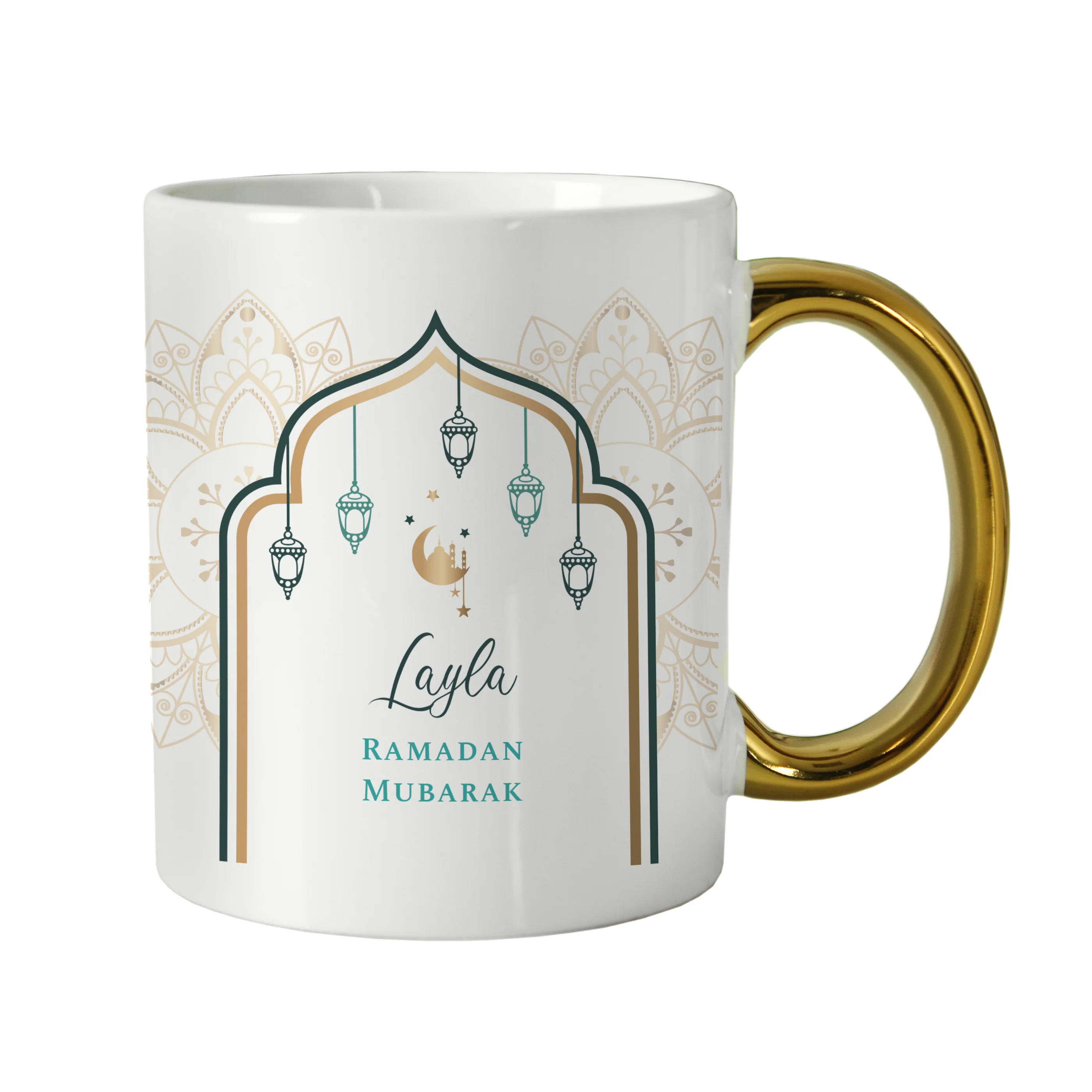 Personalised Eid and Ramadan Gold Handled Mug - Image 6