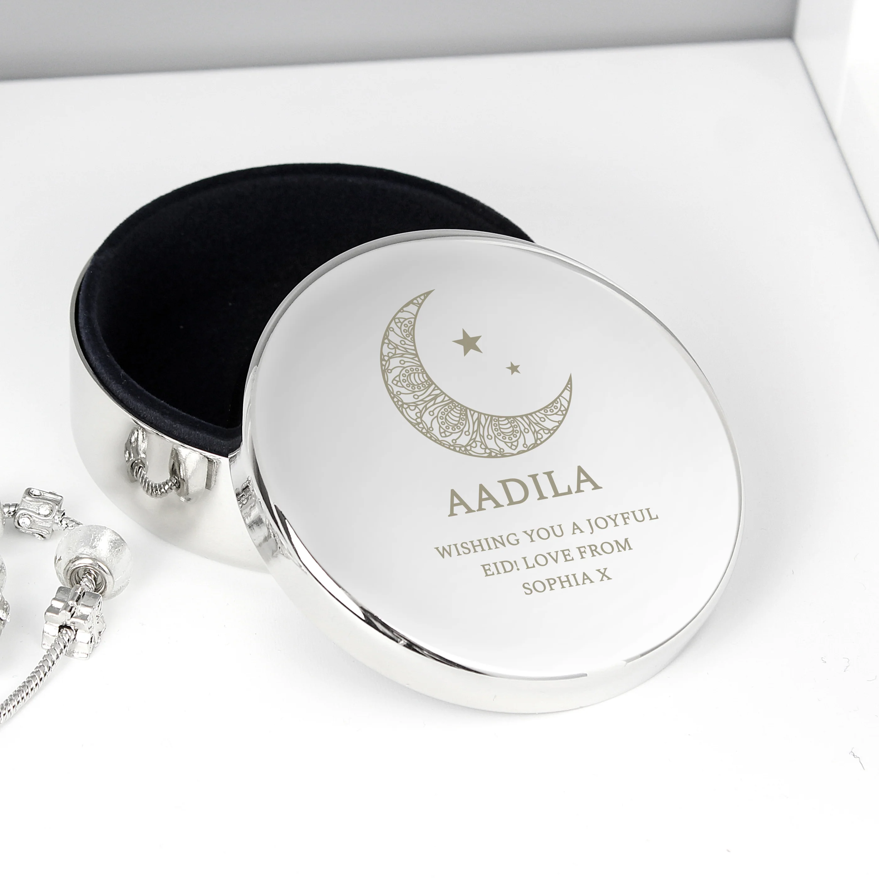 Personalised Eid and Ramadan Round Trinket Box - Image 3