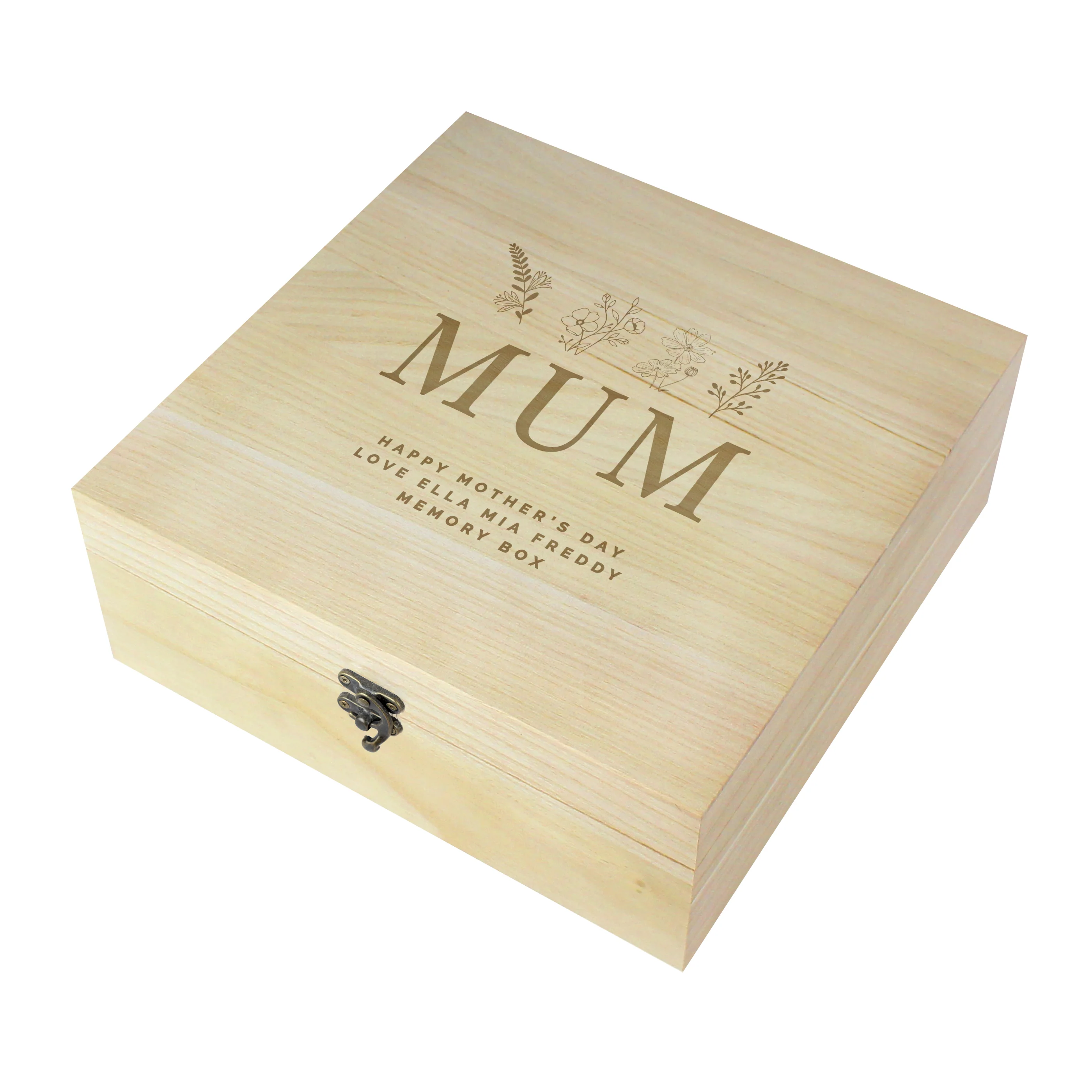 Personalised Engraved Floral Wooden Keepsake Box - Image 5