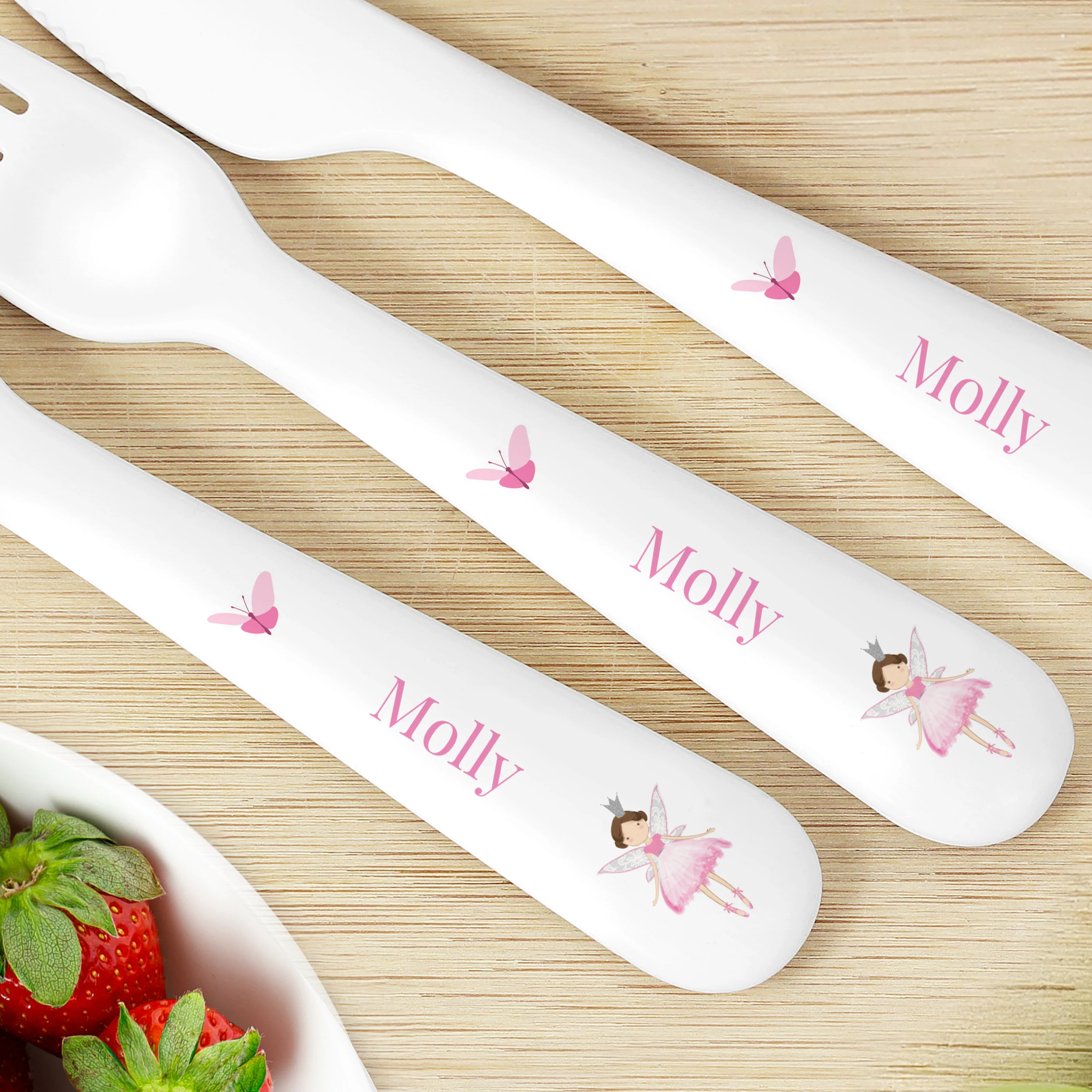 Personalised Fairy Princess Plastic Cutlery Set - Image 2