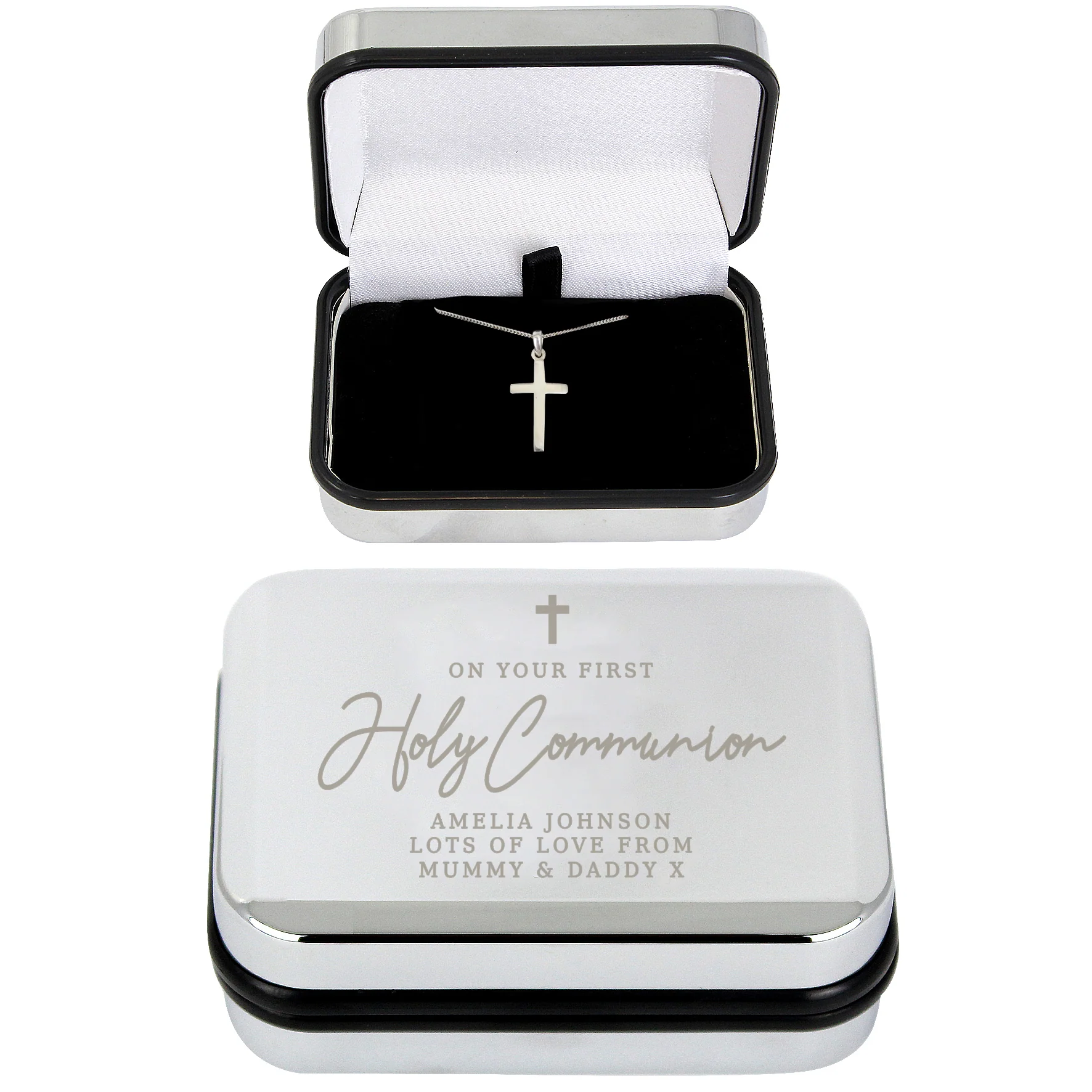 Personalised First Holy Communion Box & Cross Necklace Set - Image 2