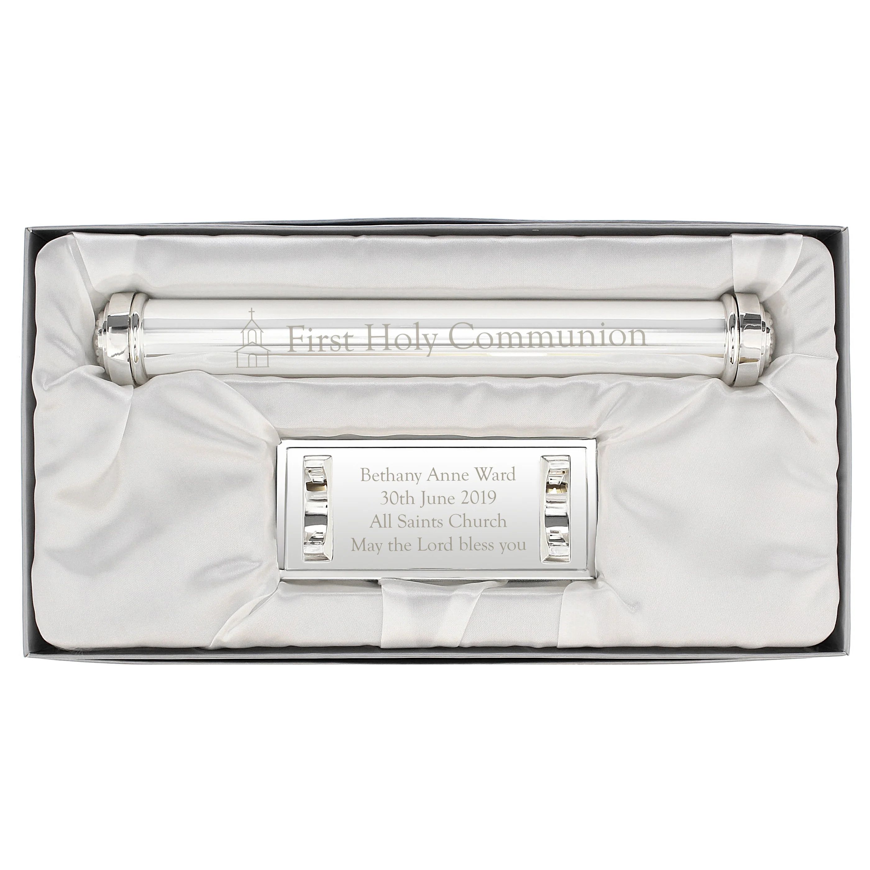 Personalised First Holy Communion Silver Plated Certificate Holder - Image 2