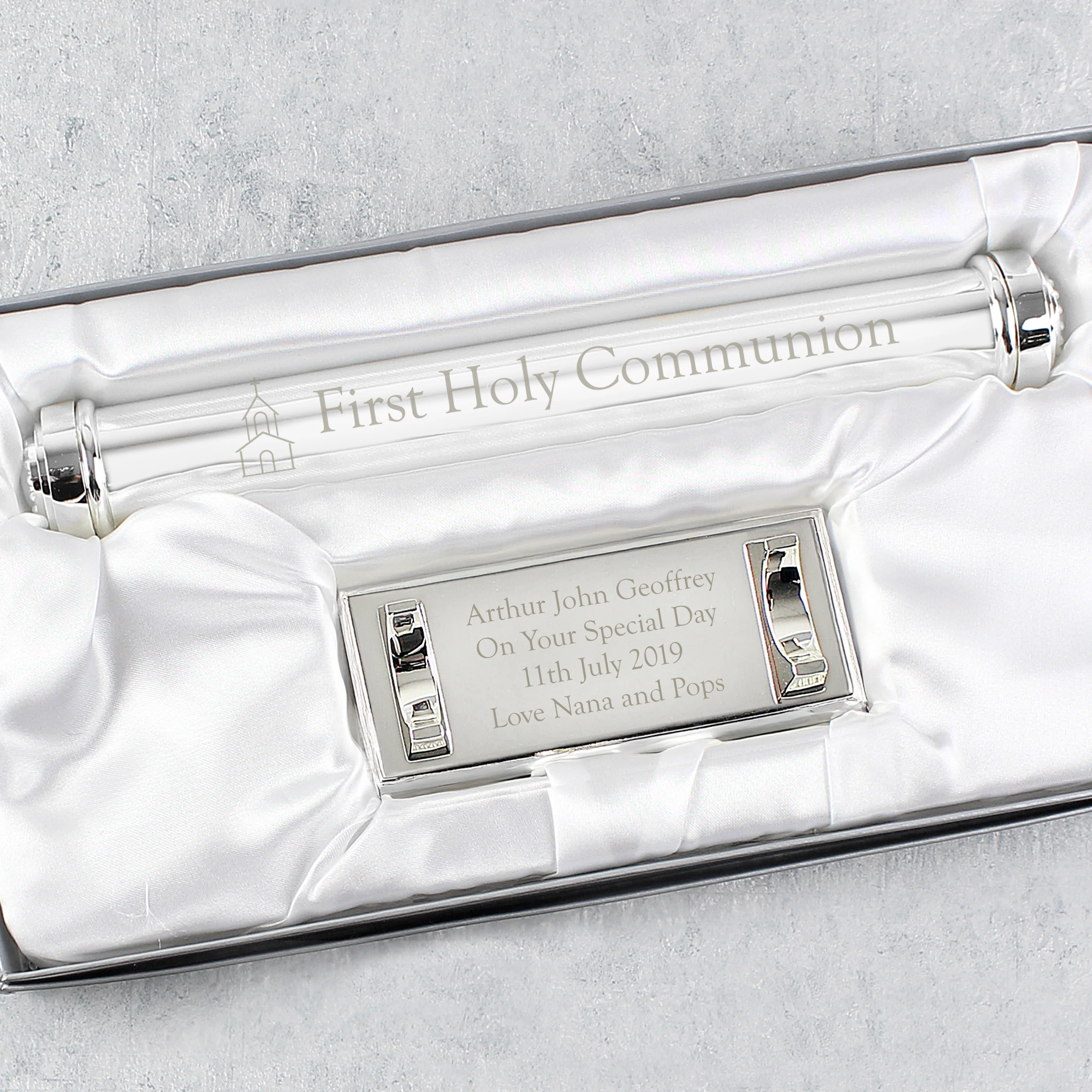 Personalised First Holy Communion Silver Plated Certificate Holder - Image 3