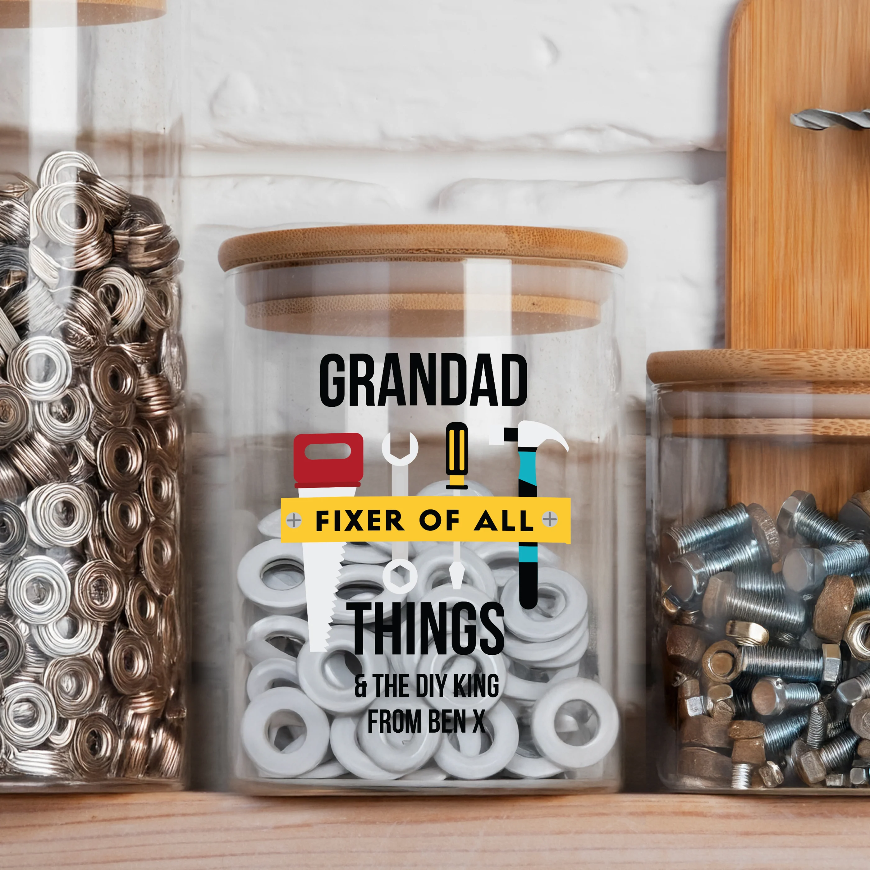 Personalised Fixer of All Things Storage Jar - Image 3