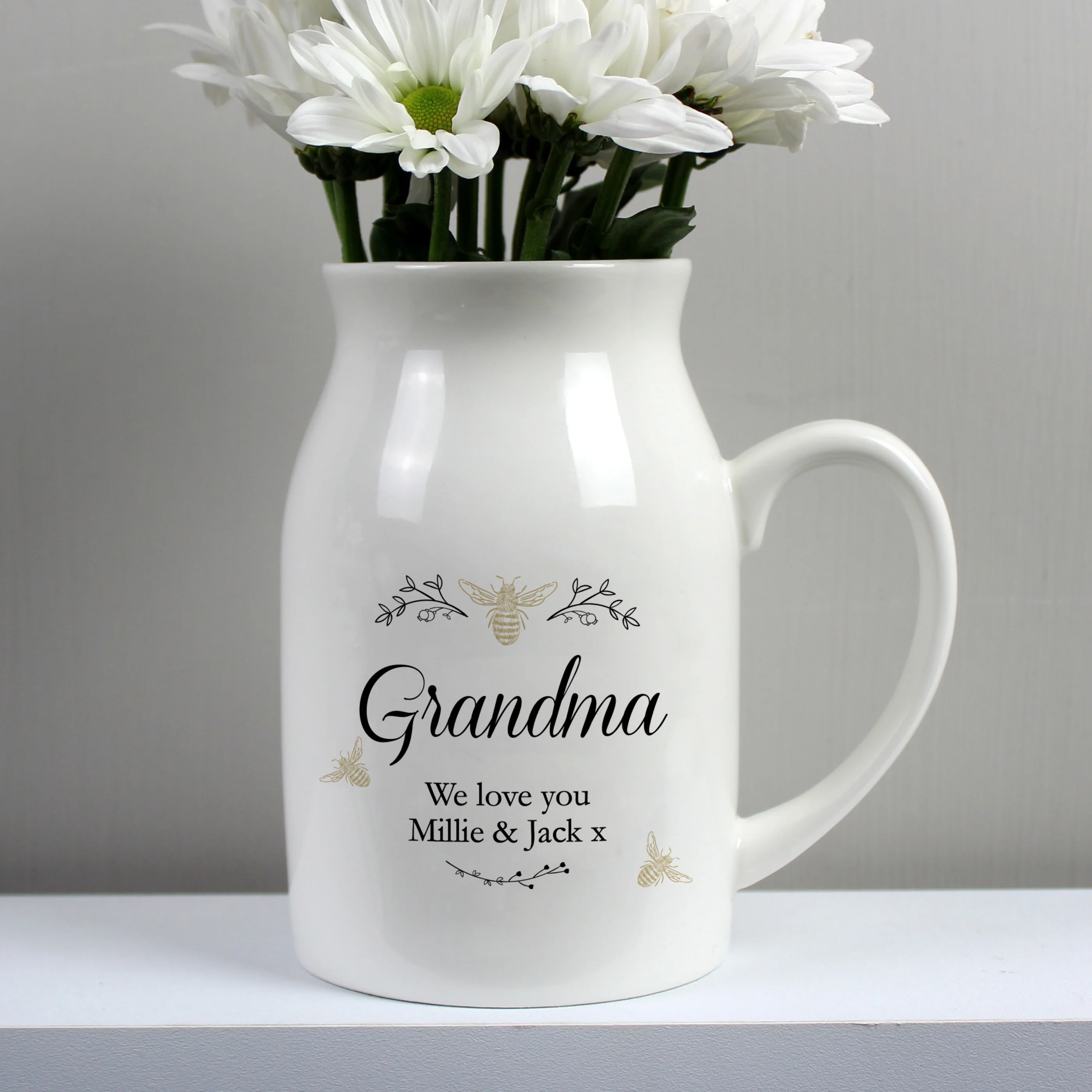 Personalised Floral Bee Flower Jug Vase - Image 4