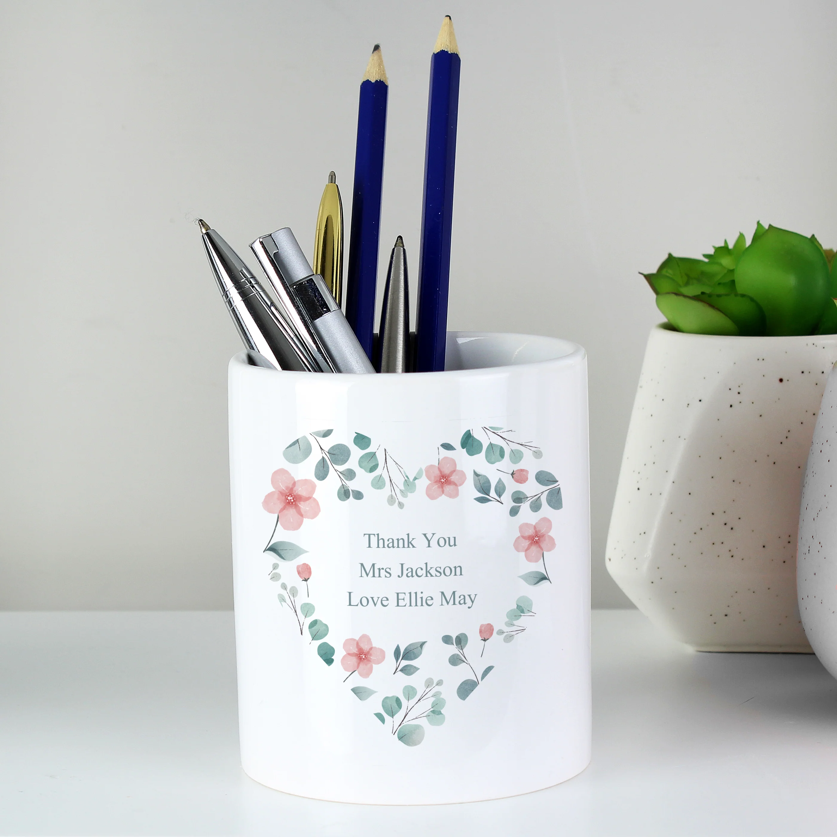 Personalised Floral Heart Ceramic Storage Pot - Image 2