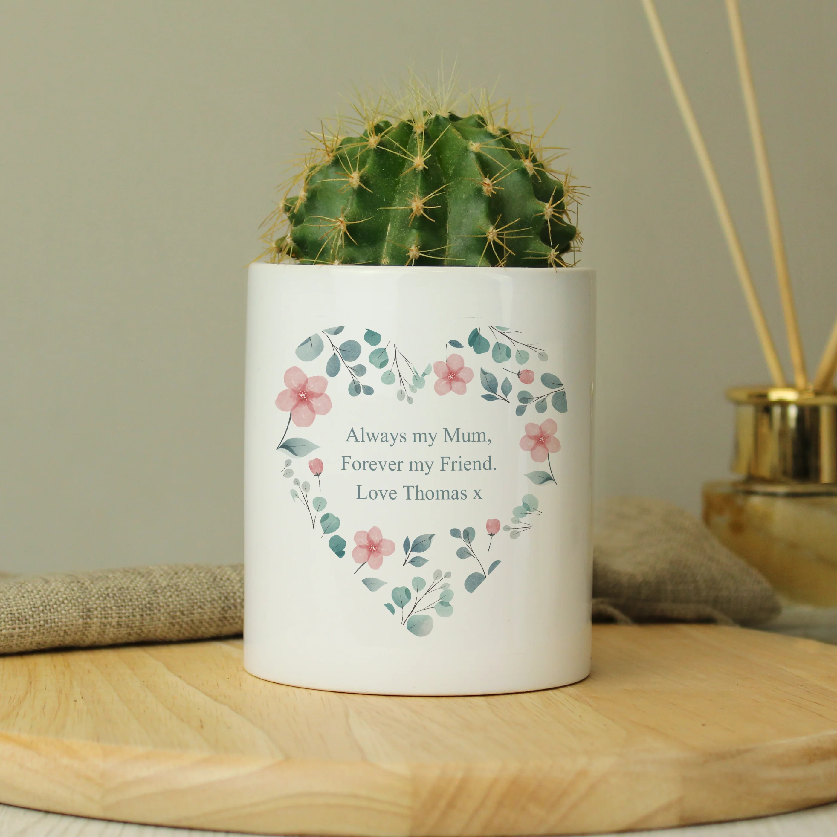 Personalised Floral Heart Ceramic Storage Pot - Image 4