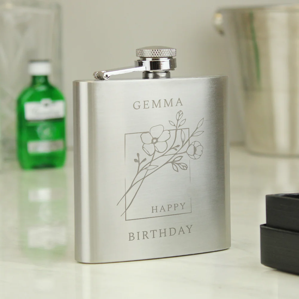 Personalised Floral Hip Flask - Image 4