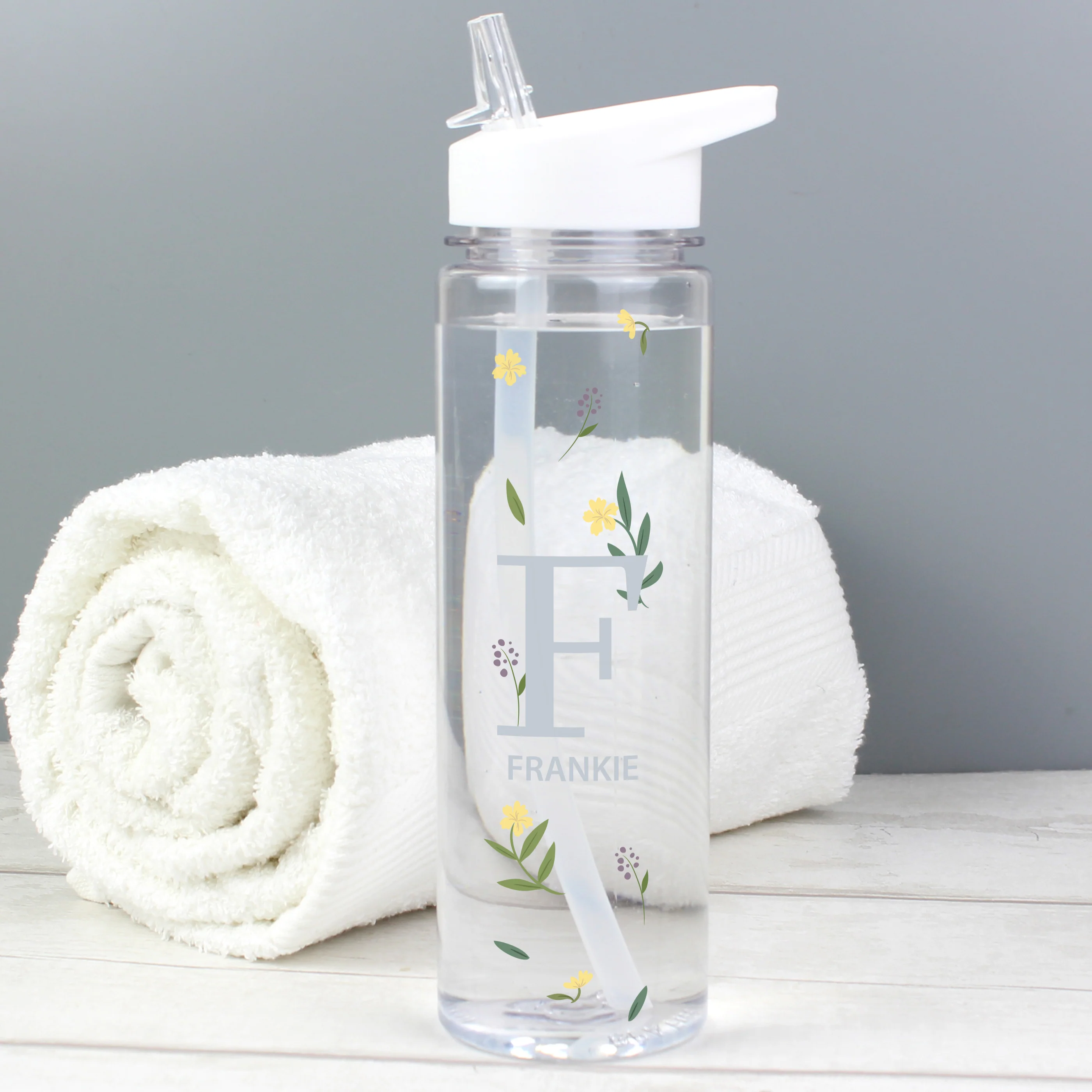 Personalised Floral Initial Water Bottle - Image 3