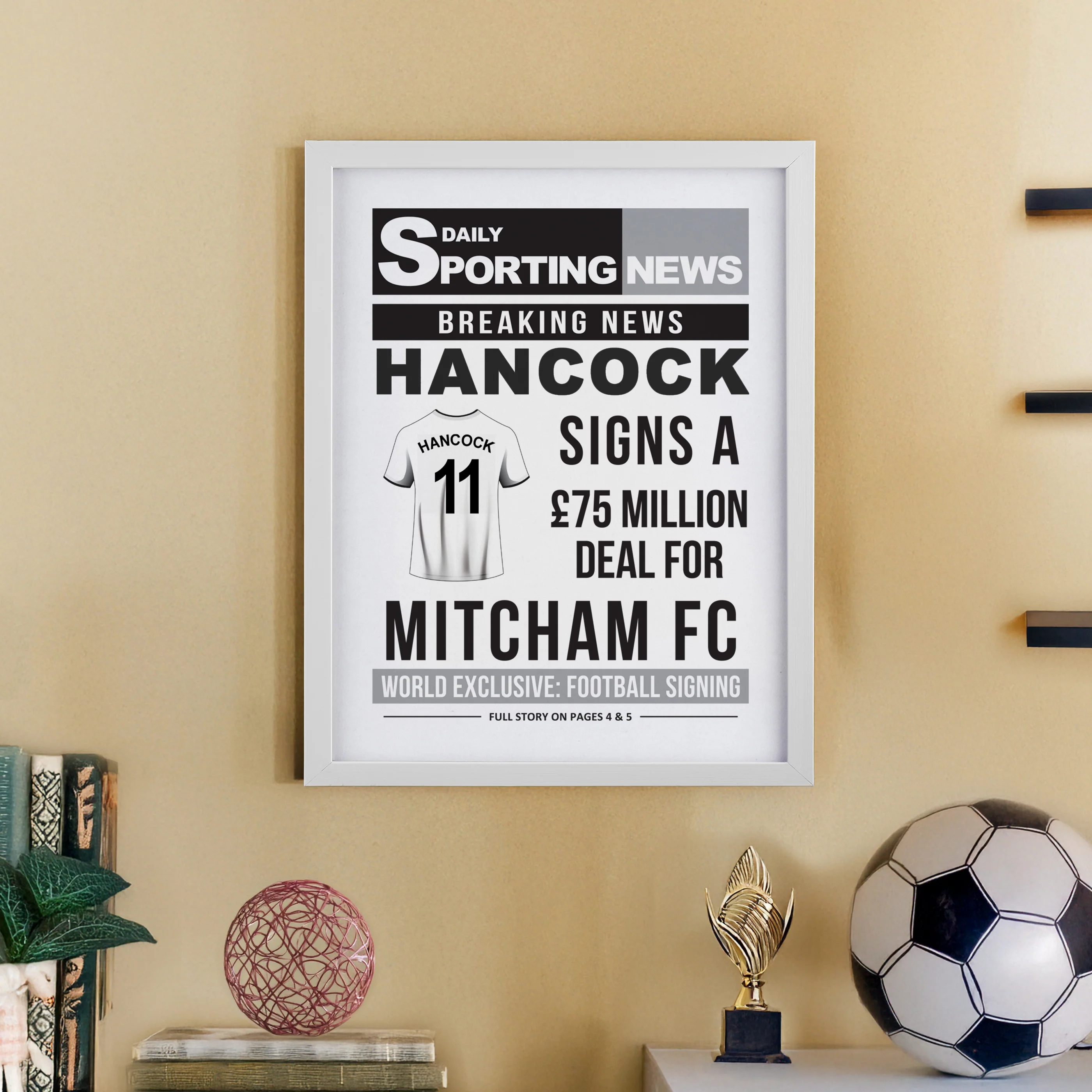 Personalised Football News White Poster Frame - Image 8