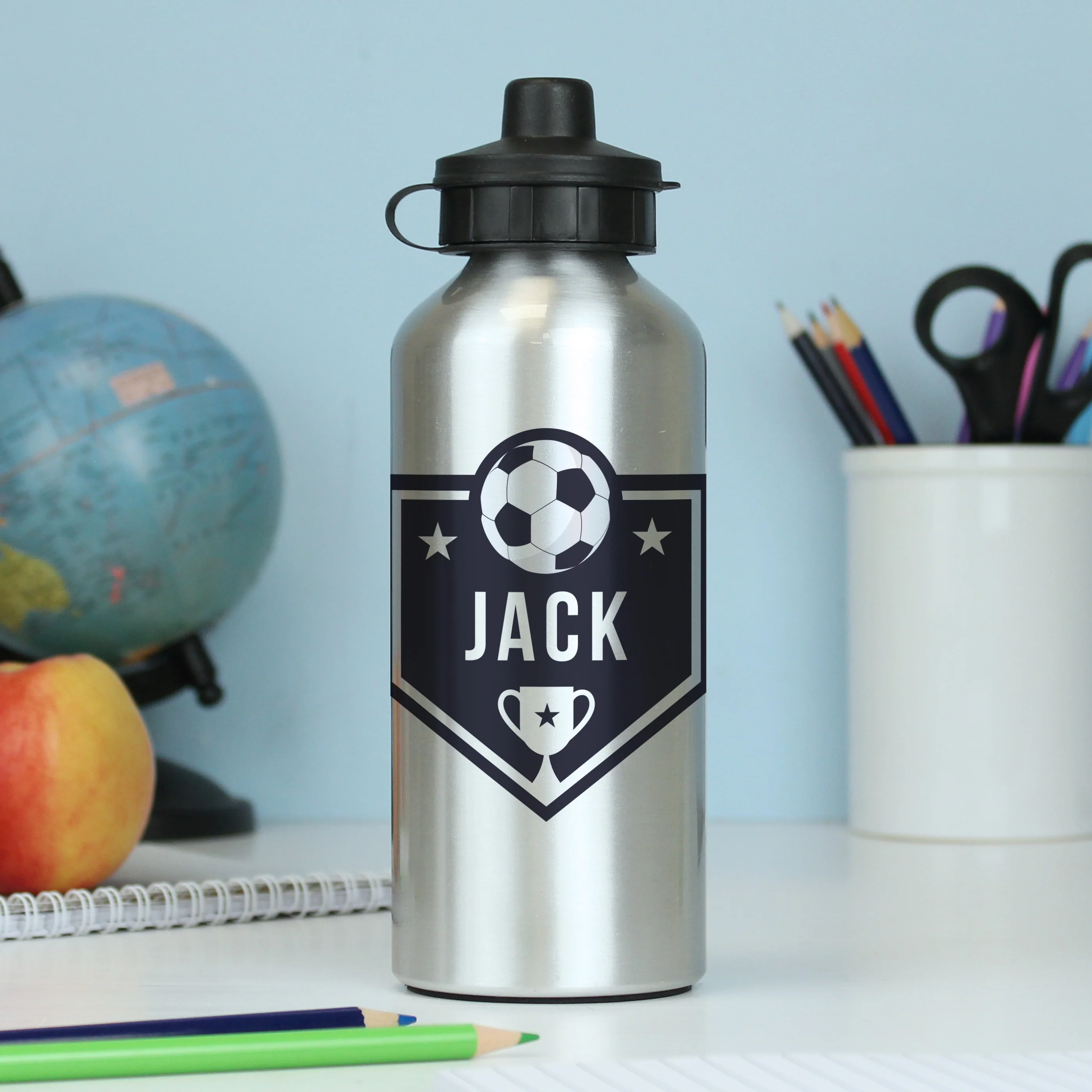 Personalised Football Silver Drinks Bottle - Image 4