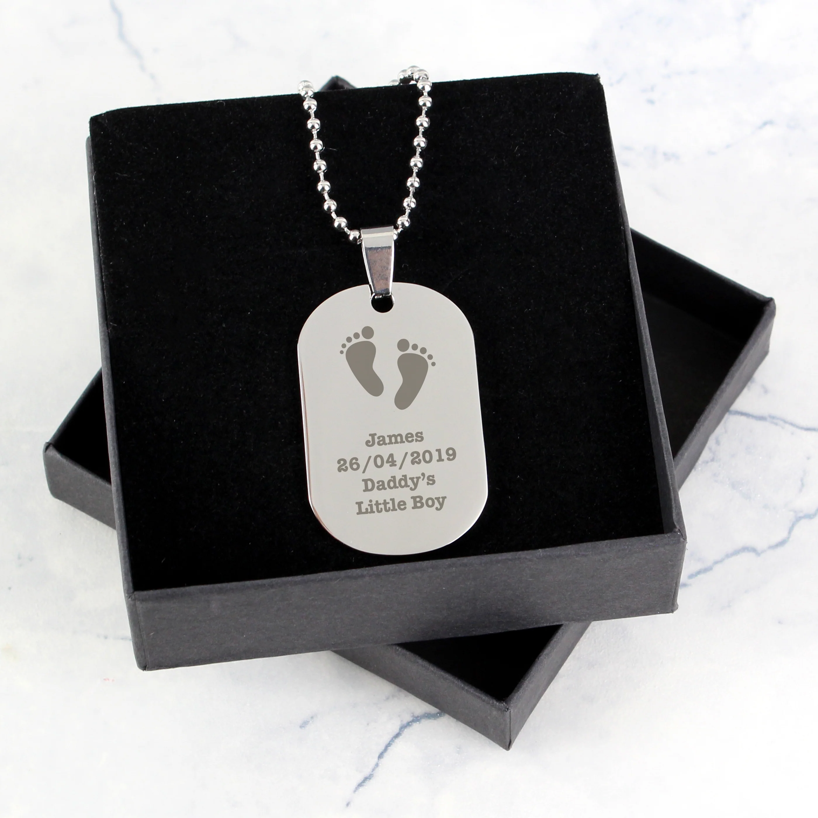 Personalised Footprints Stainless Steel Dog Tag Necklace - Image 4
