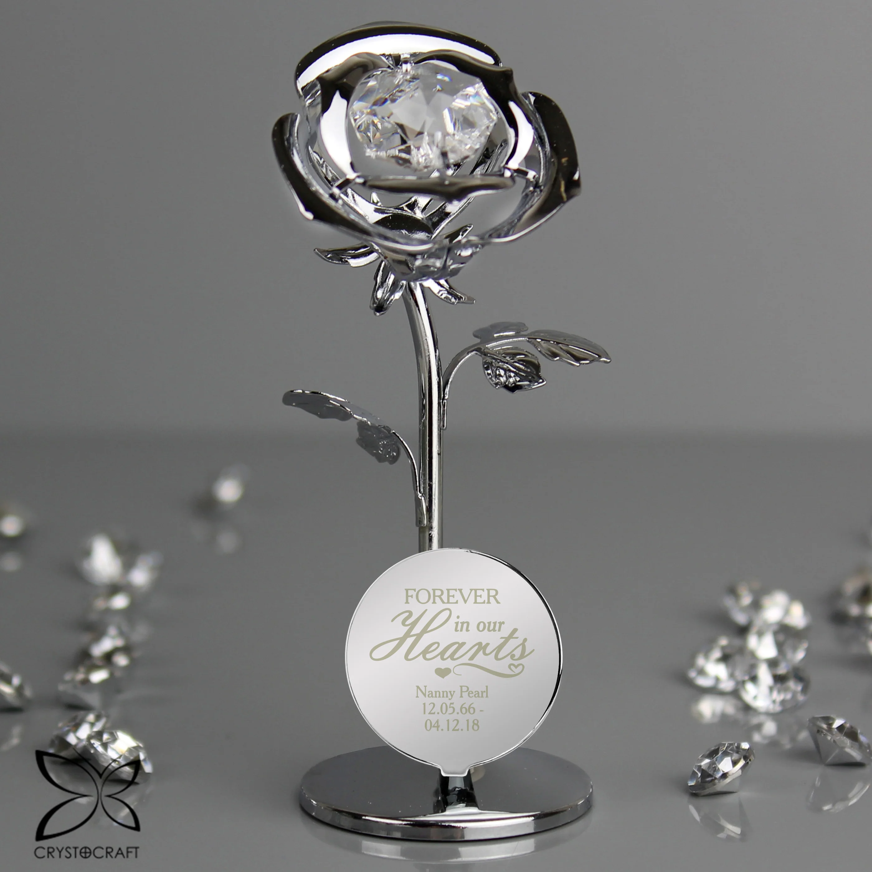 Personalised Forever in Our Hearts Crystocraft Rose Ornament - Image 3