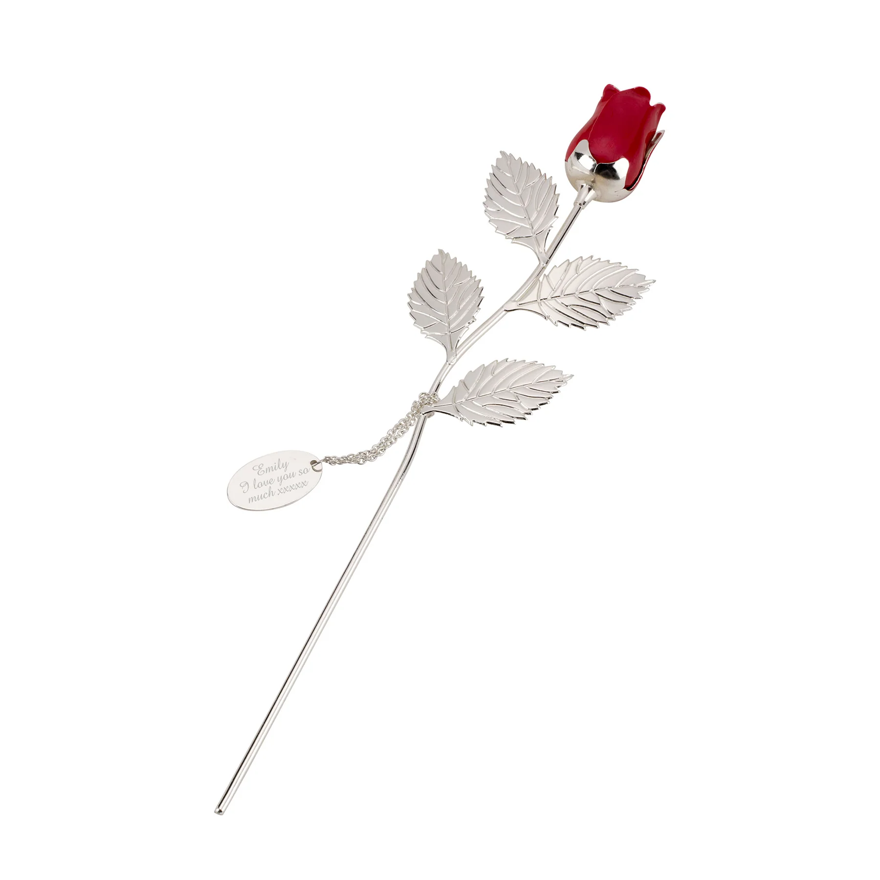 Personalised Free Text Silver Plated Red Rose - Image 5