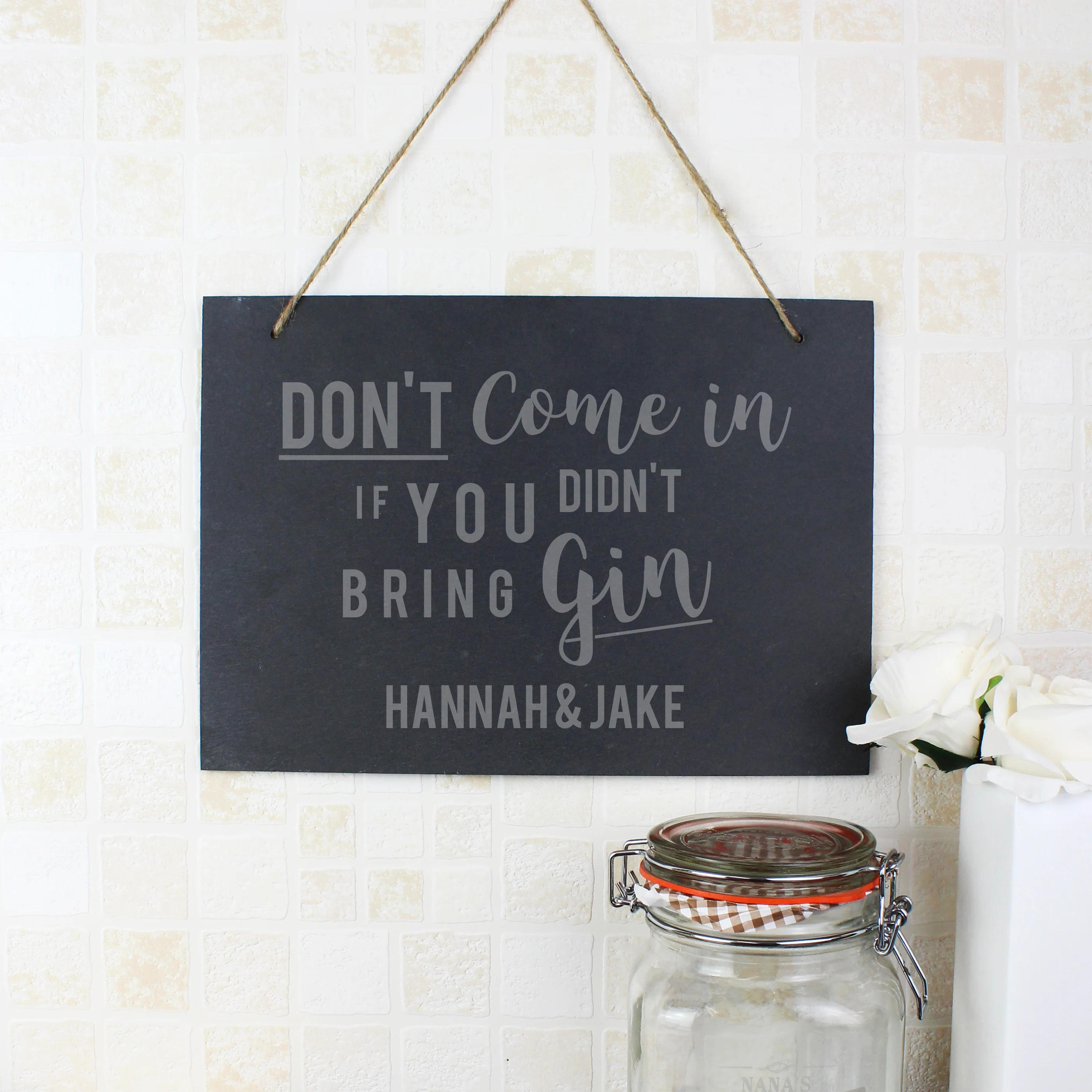 Personalised Gin Large Hanging Slate Sign - Image 3