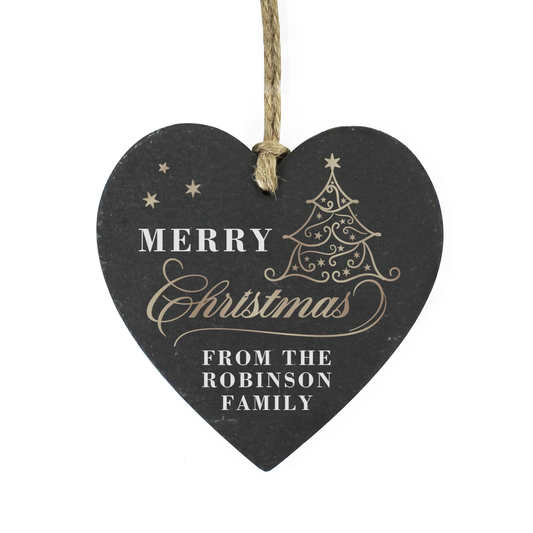 Personalised Gold Christmas Slate Heart Ornament - Image 5