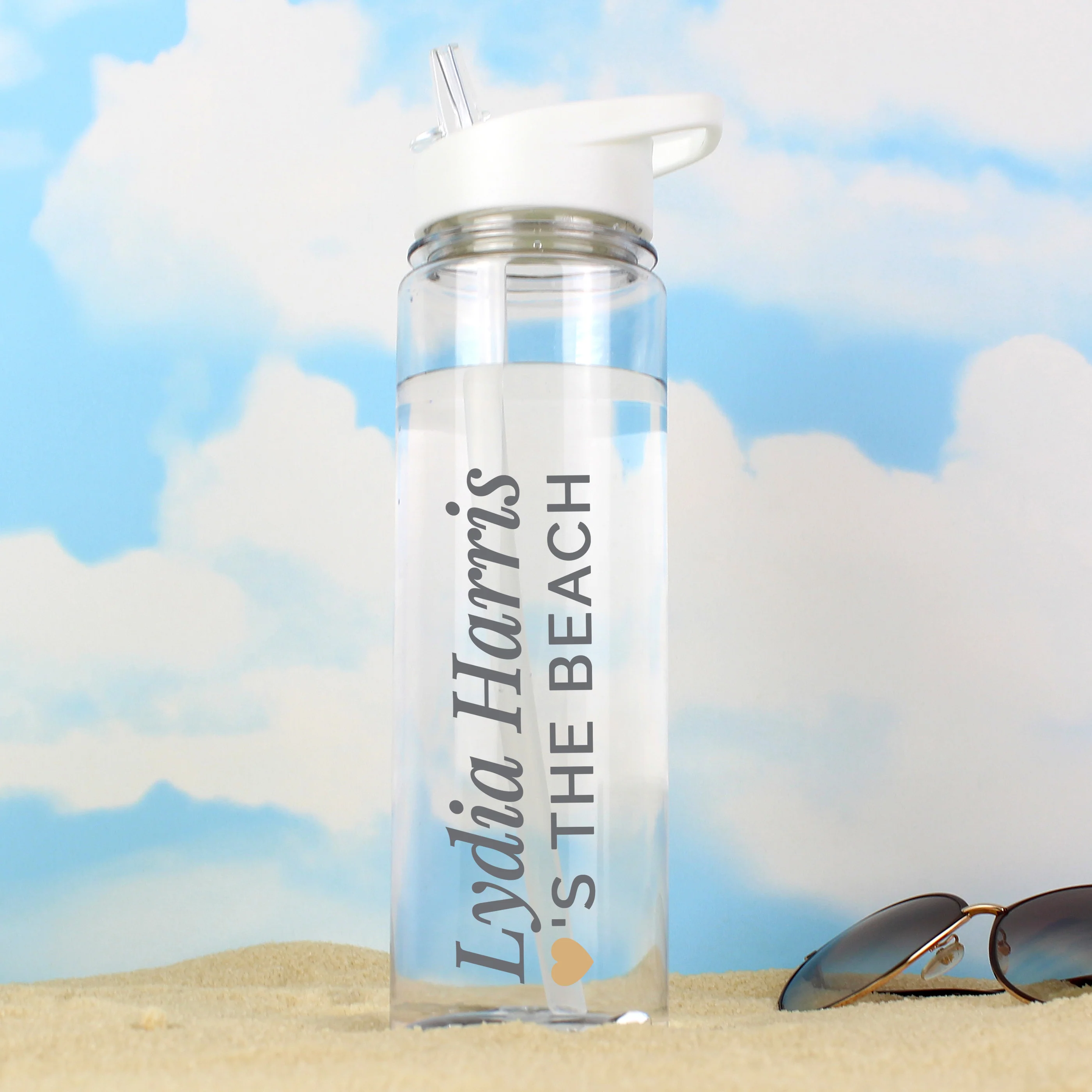 Personalised Gold Heart Water Bottle - Image 3