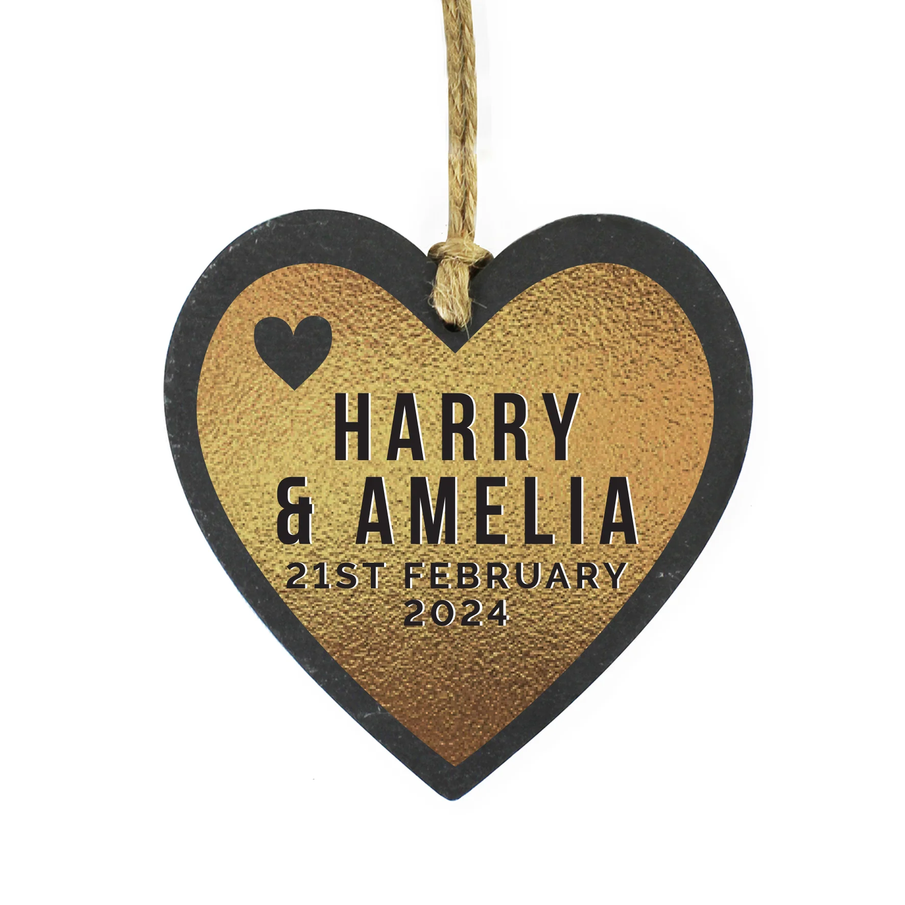 Personalised Gold Slate Heart Decoration - Image 3