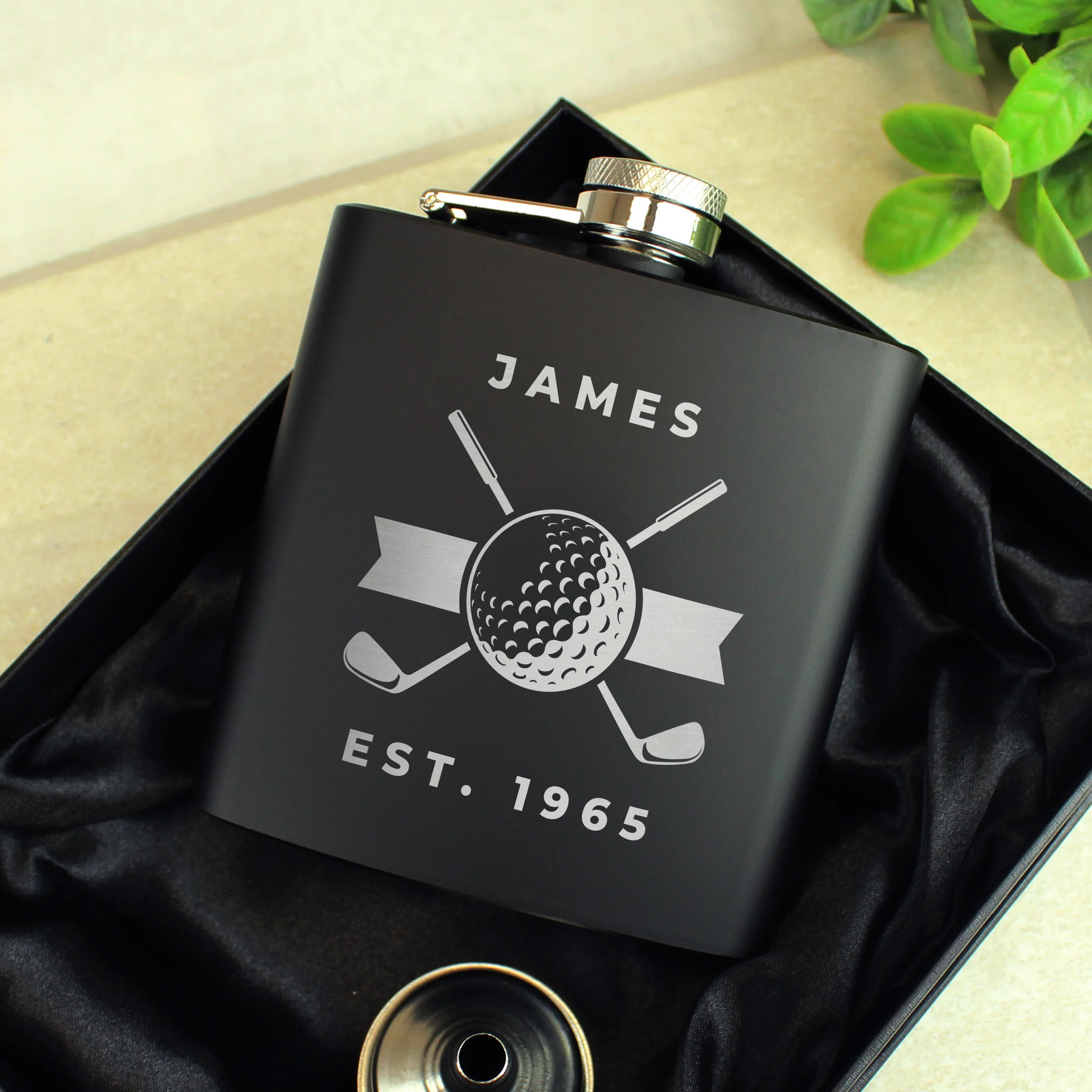 Personalised Golf Black Hip Flask - Image 4