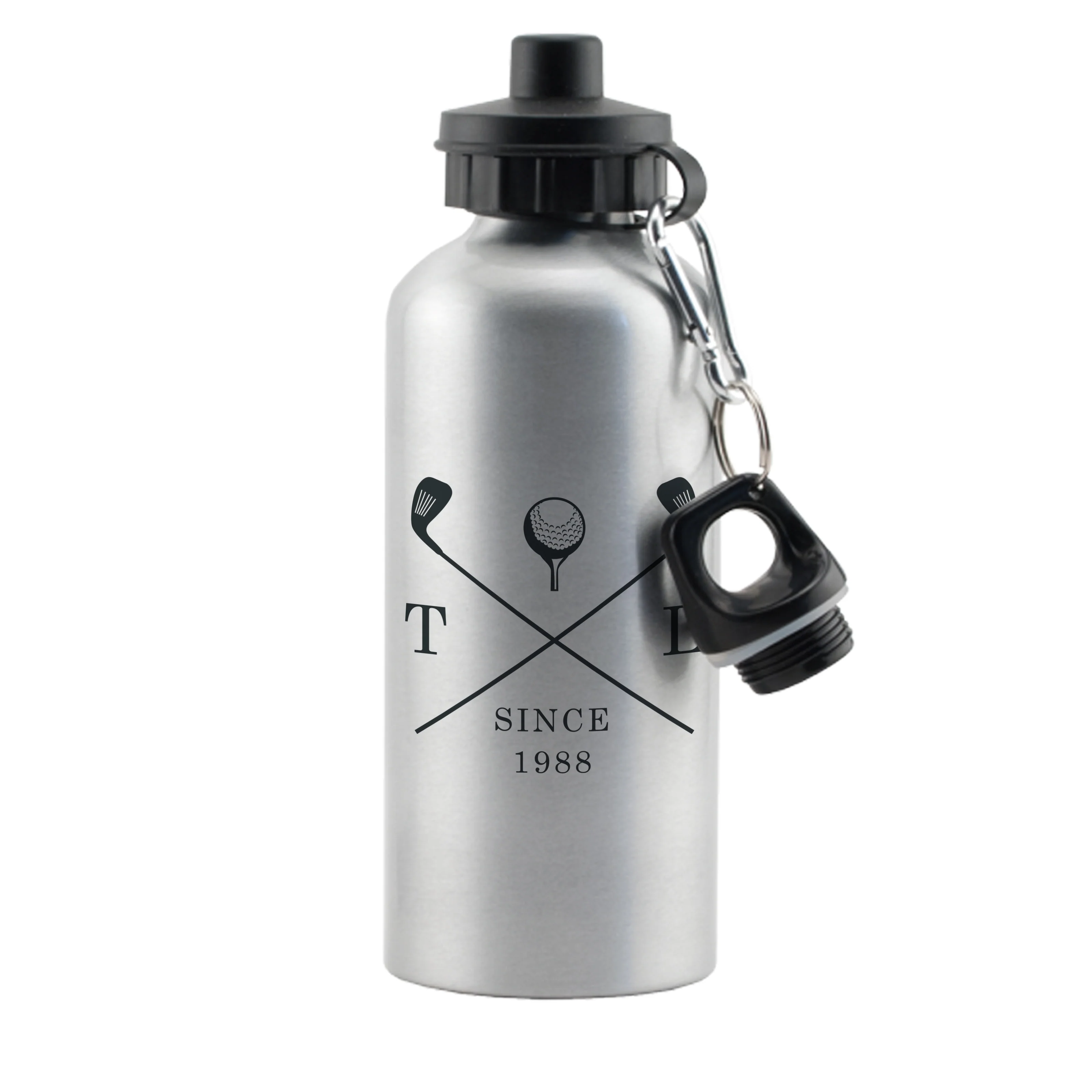 Personalised Golf Clubs Silver Drinks Bottle - Image 2