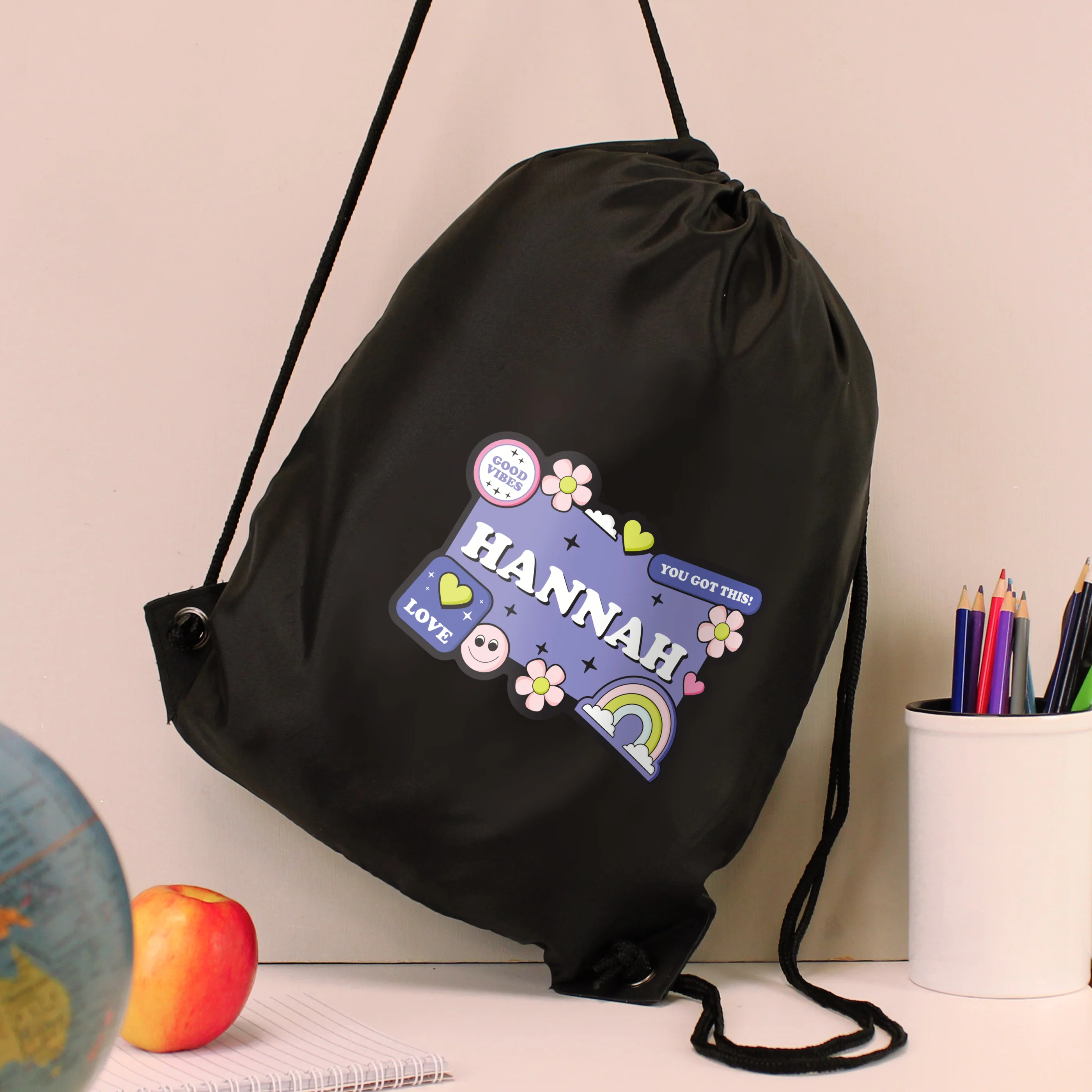 Personalised Good Vibes Black Kit Bag - Image 2