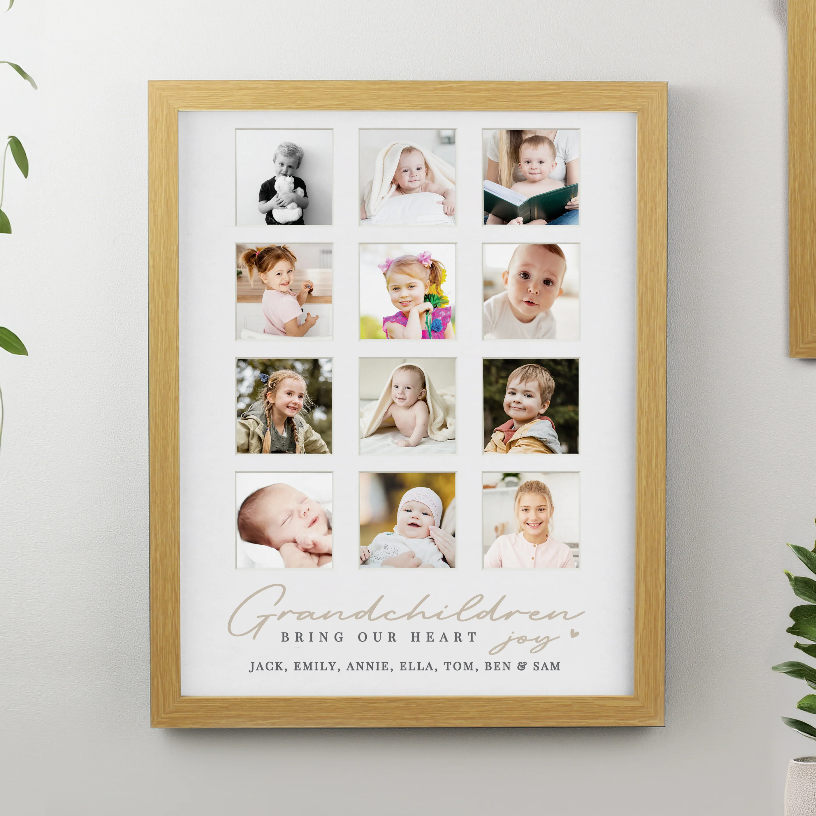Personalised Grandchildren Oak Multi Photo Frame - Image 3