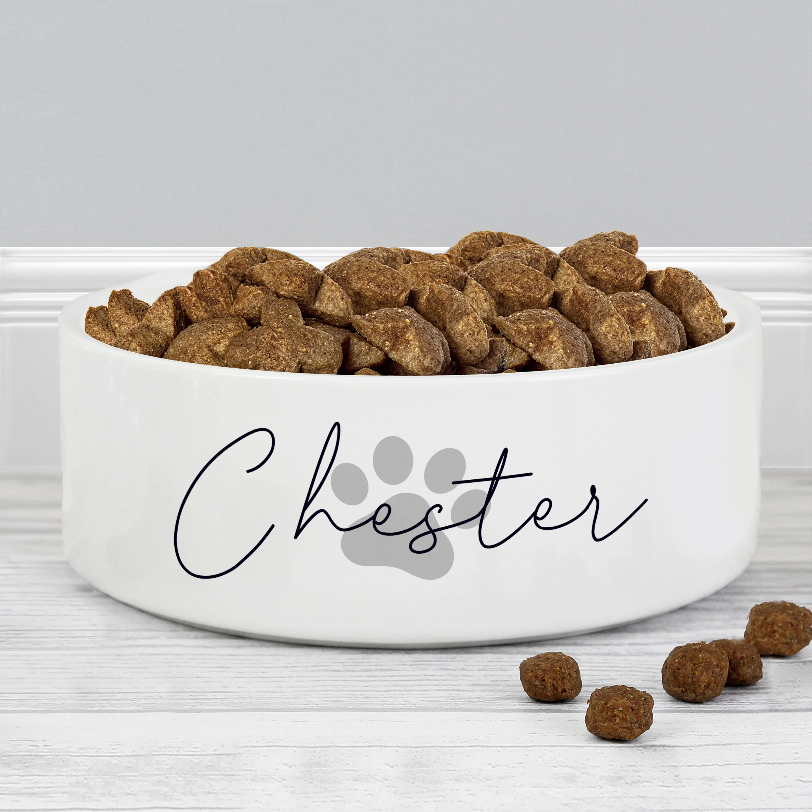 Personalised Grey Paw Print Name 14cm Medium Pet Bowl - Image 3