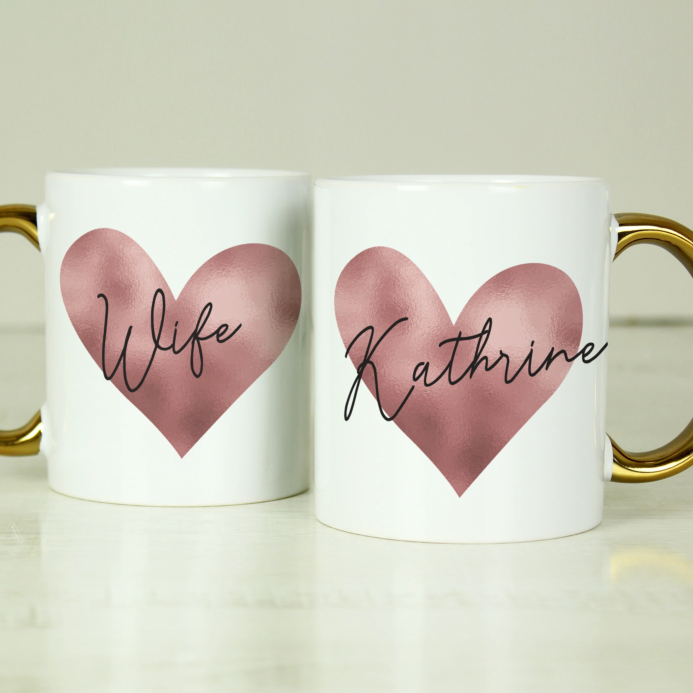 Personalised Heart Gold Handled Mug - Image 3