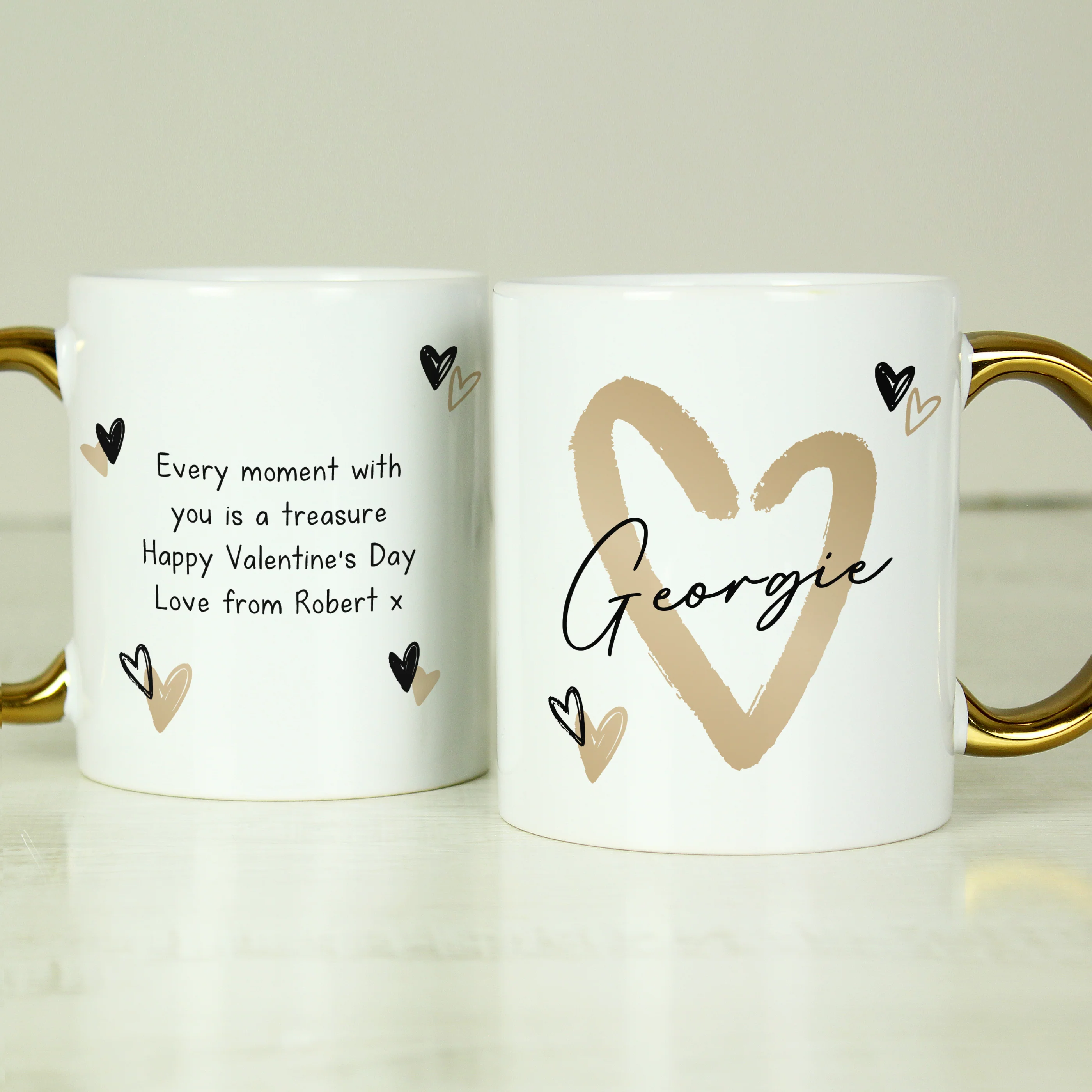 Personalised Hearts Gold Handled Mug - Image 3