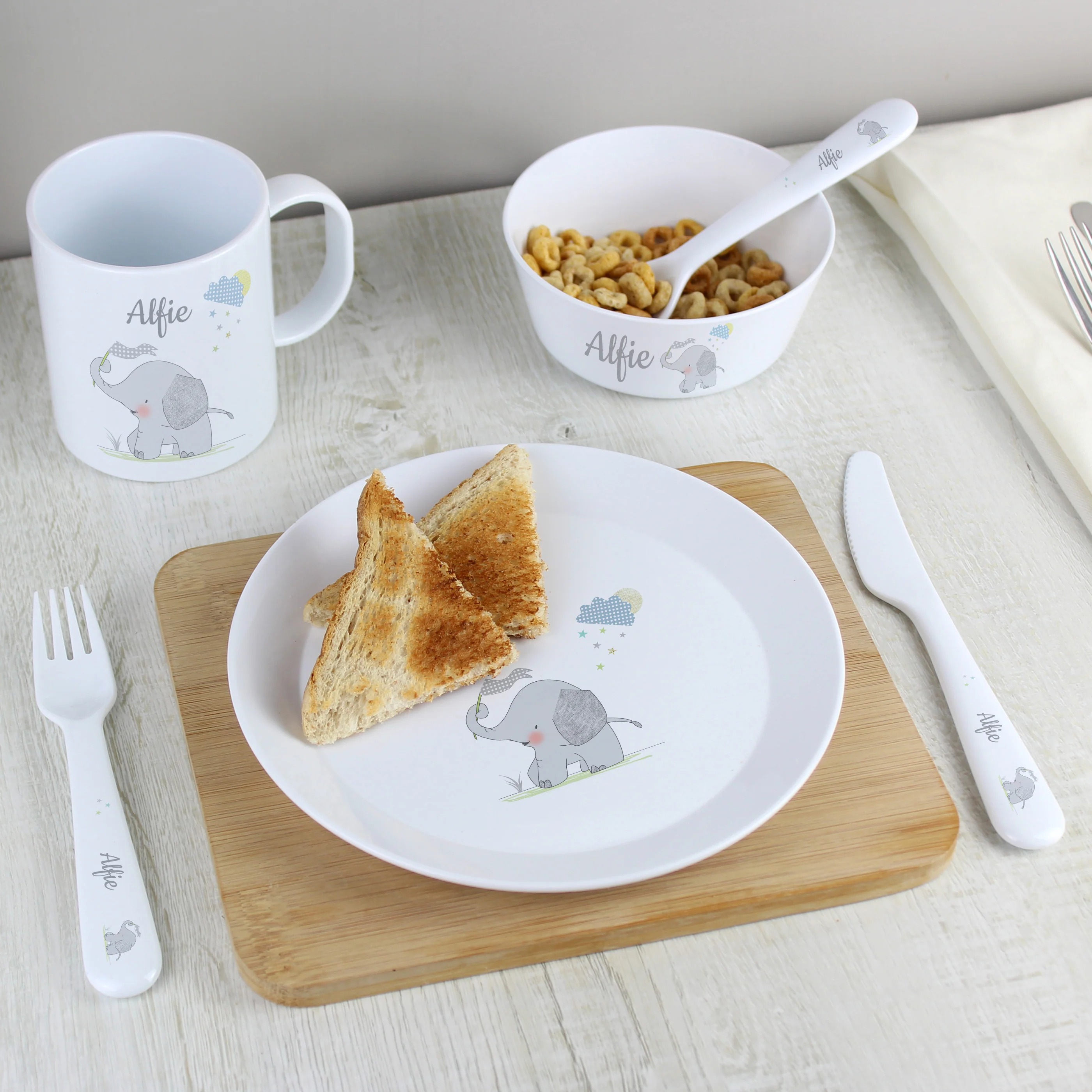 Personalised Hessian Elephant Plastic Bowl - Image 5