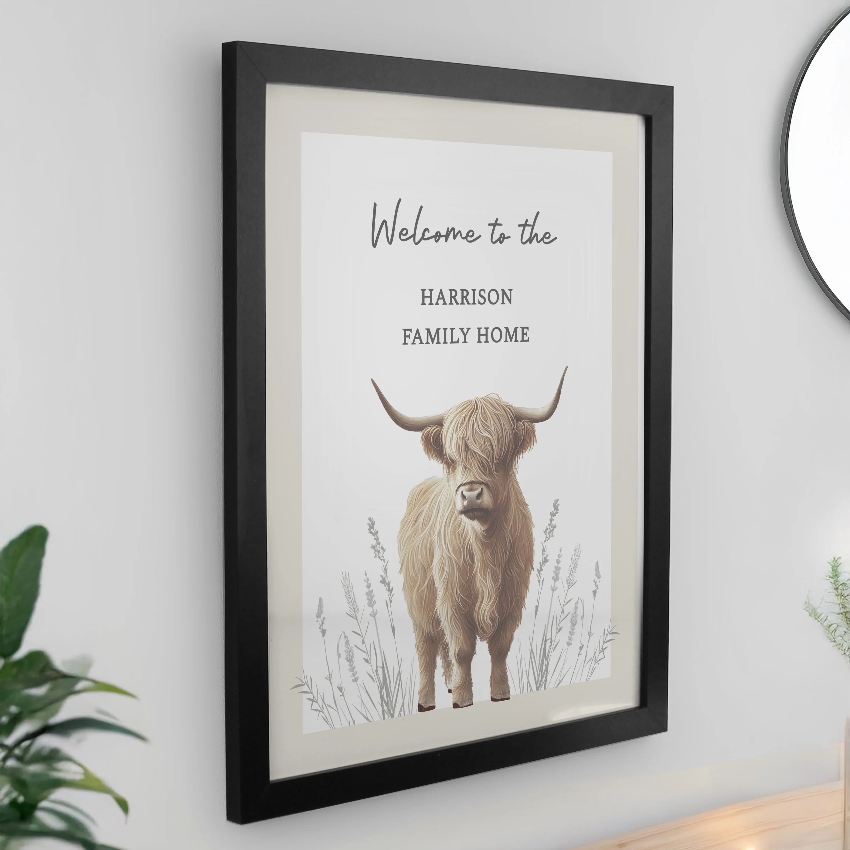 Personalised Highland Cow Black Poster Frame - Image 2