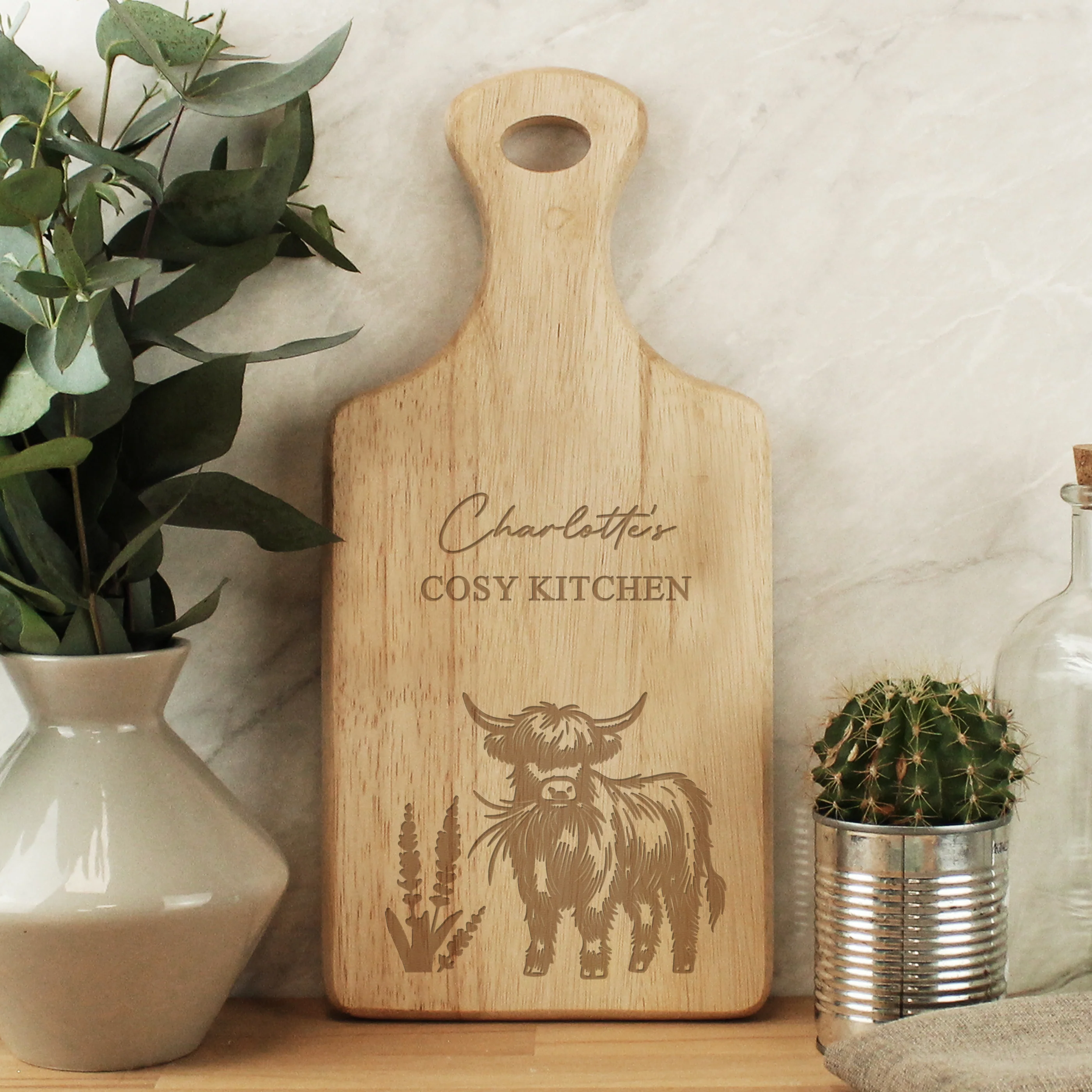Personalised Highland Cow Paddle Chopping Board - Image 3