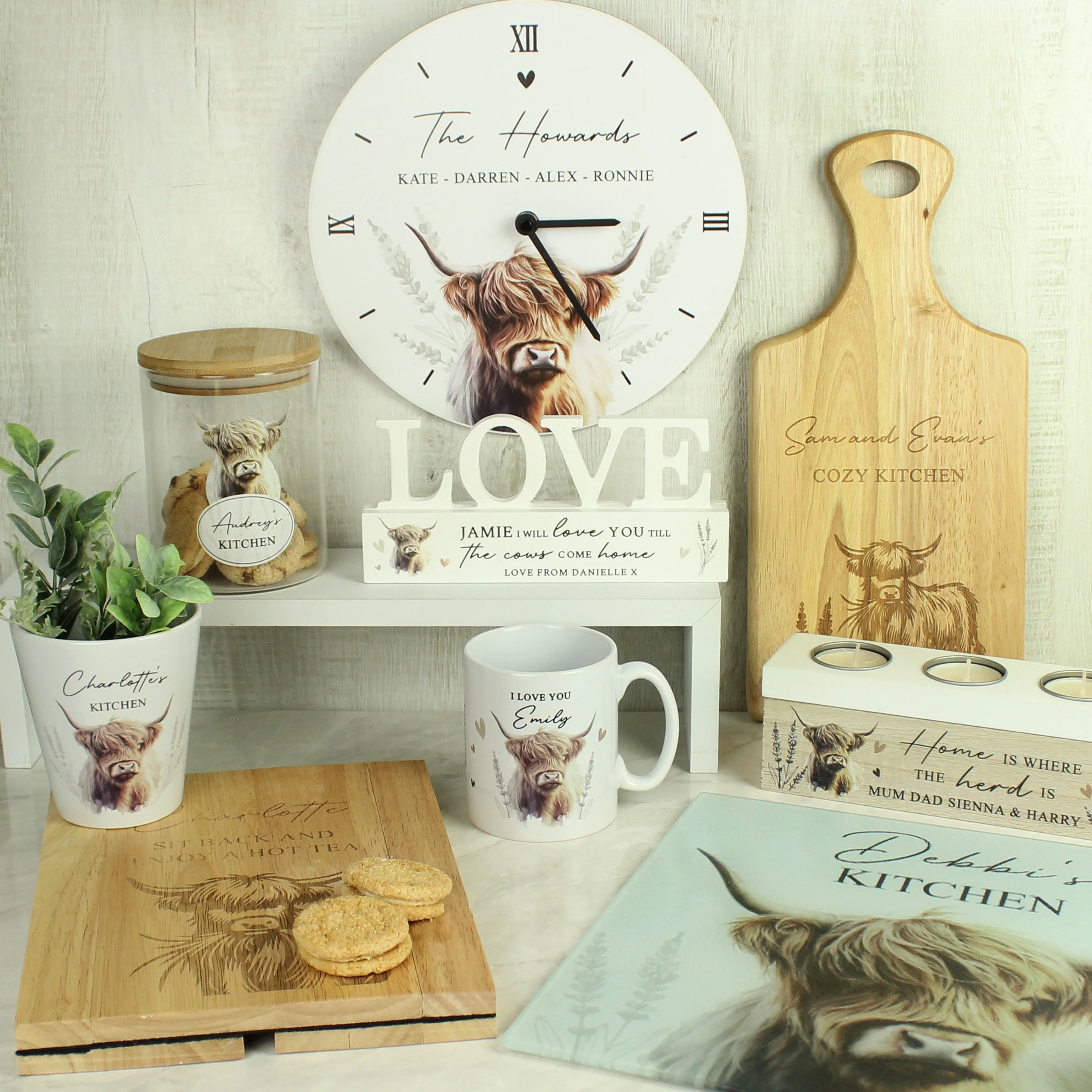Personalised Highland Cow Slate Clock - Image 6