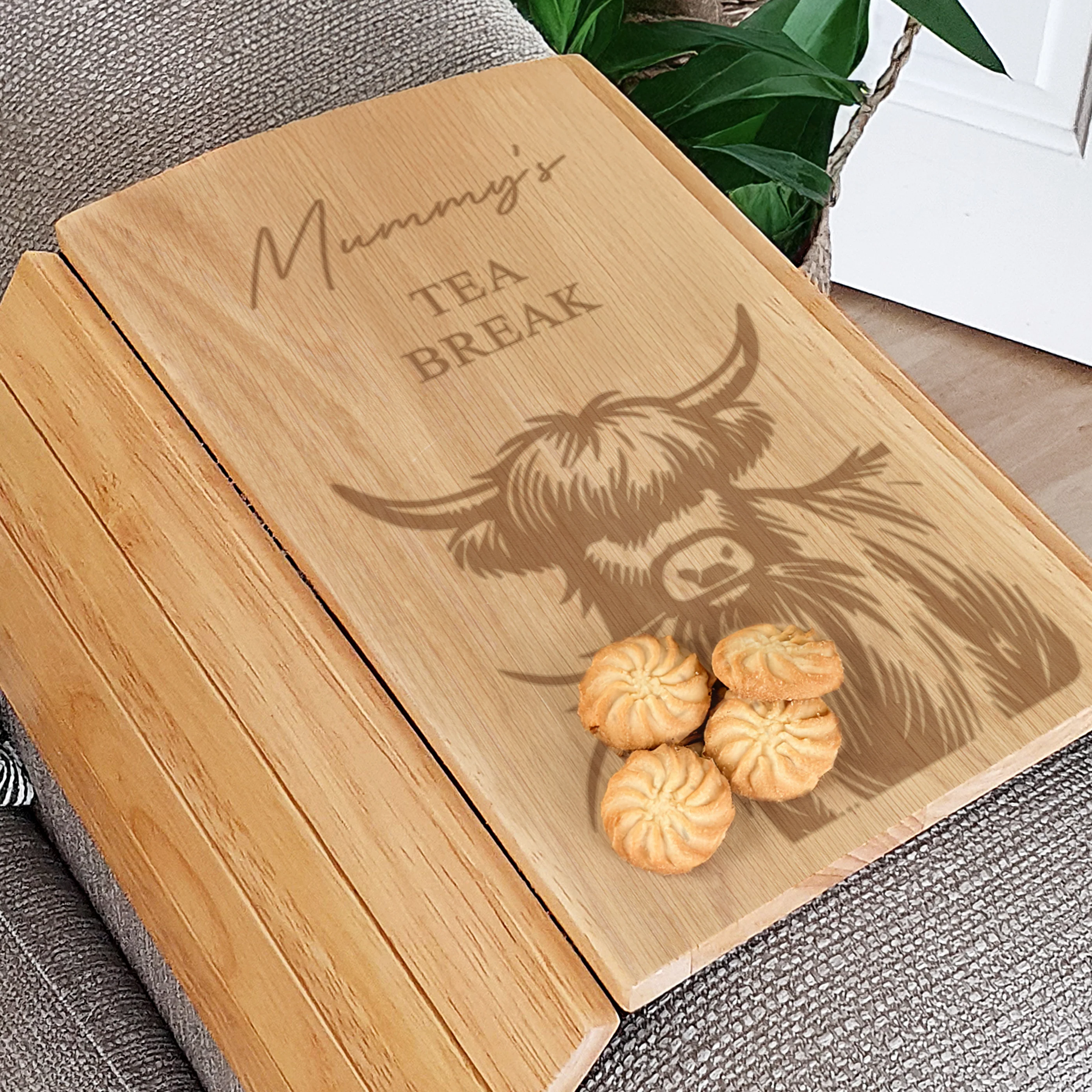Personalised Highland Cow Sofa Tray - Image 2