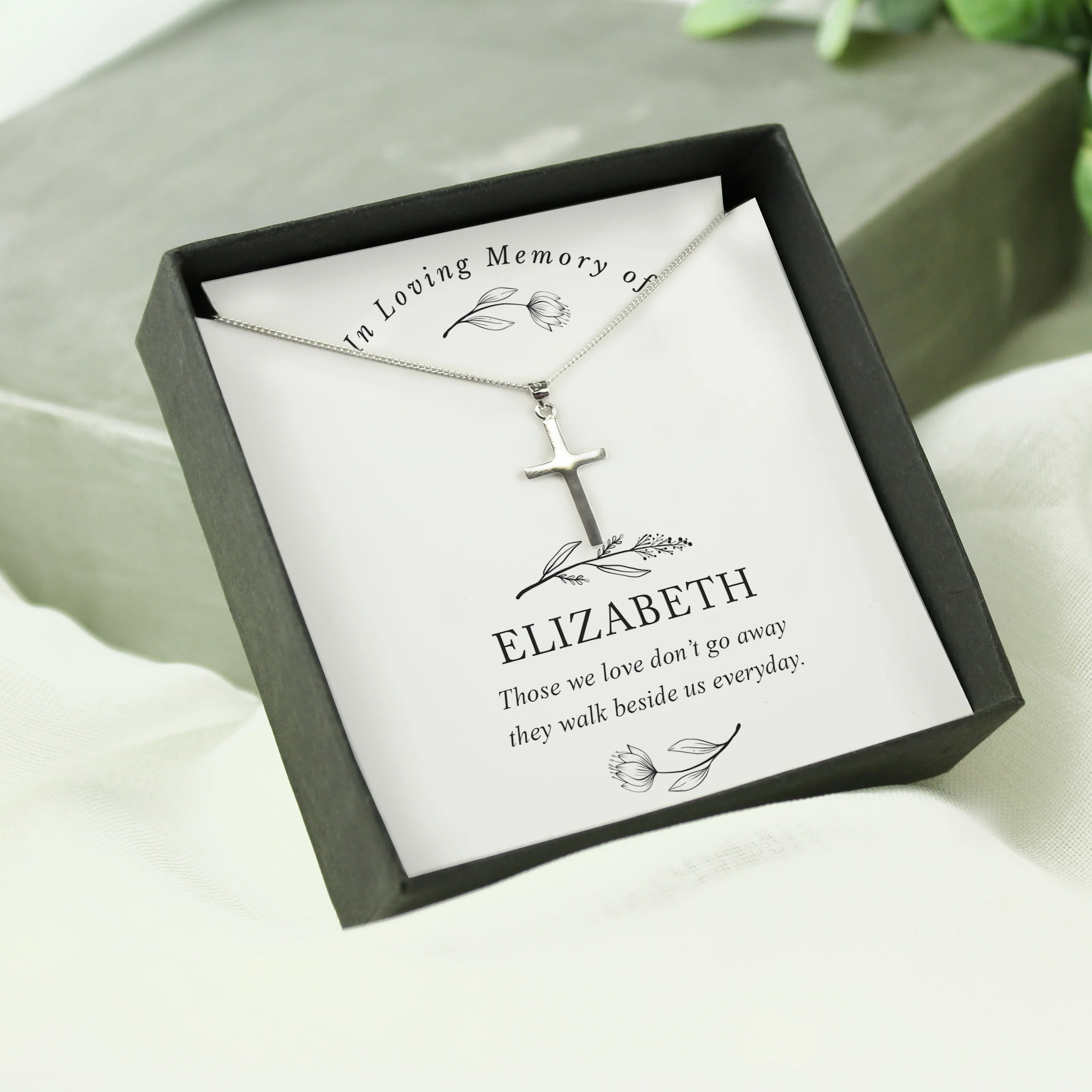 Personalised In Loving Memory Cross Sentiment Necklace and Box - Image 2