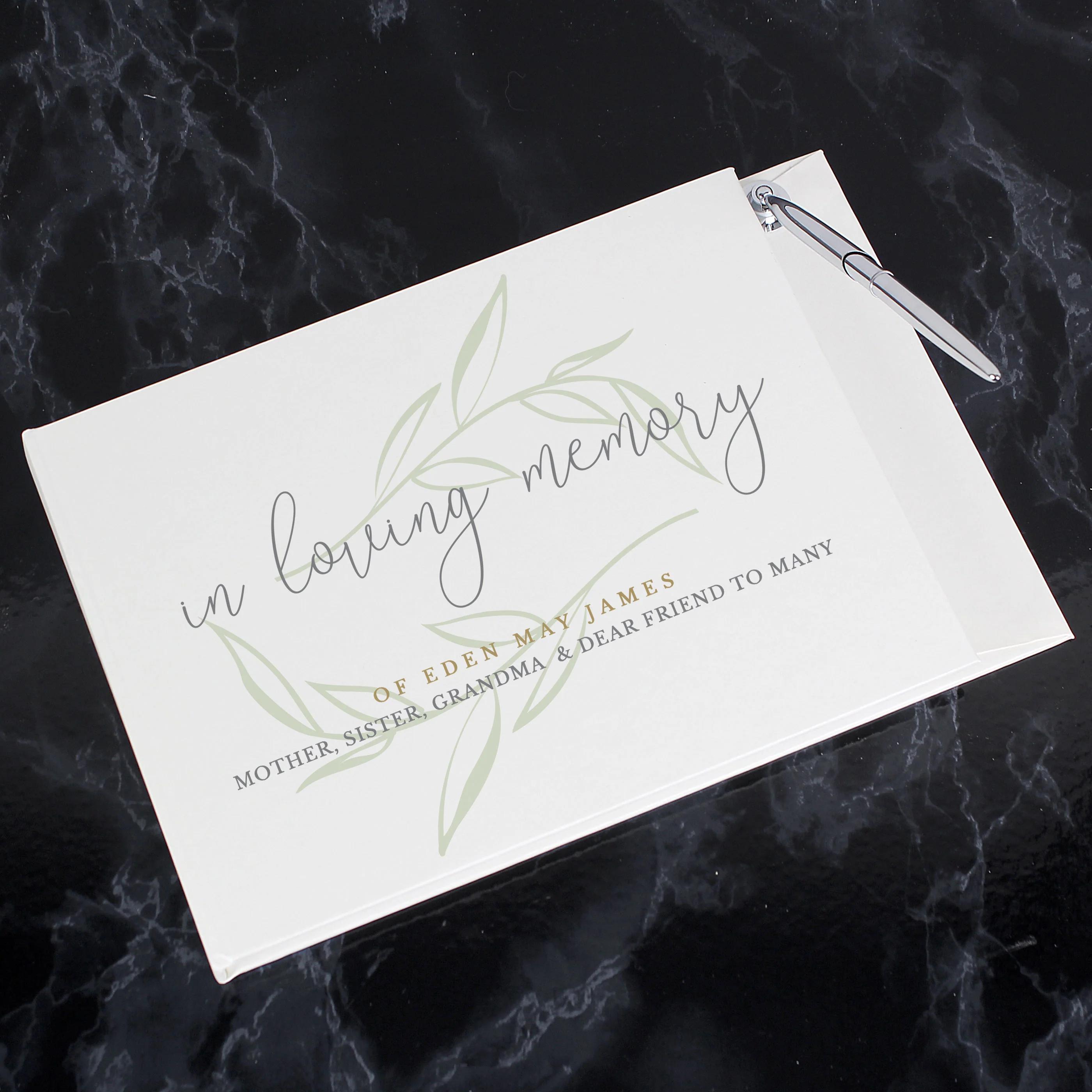 Personalised In Loving Memory Guest Book & Pen