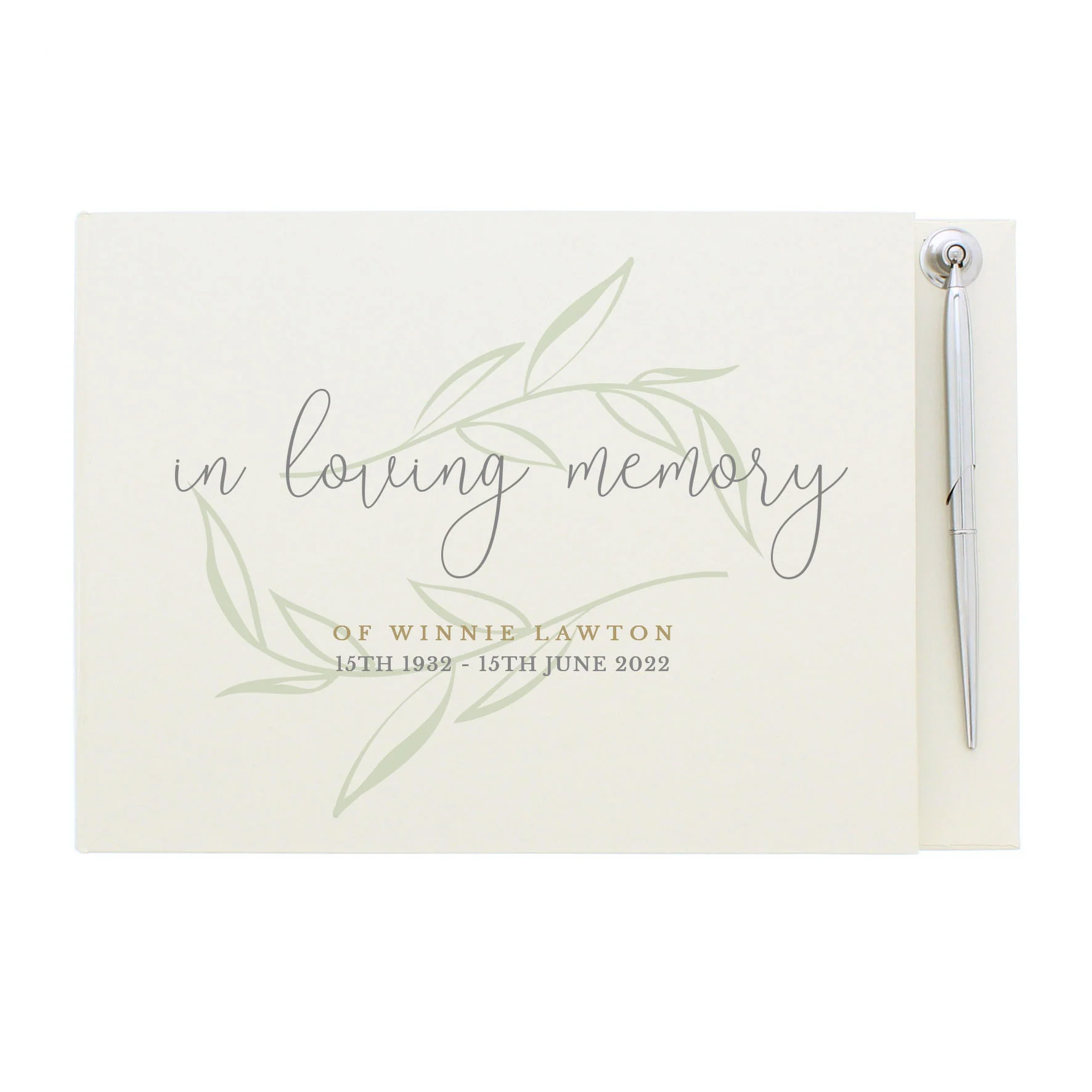 Personalised In Loving Memory Guest Book & Pen - Image 4