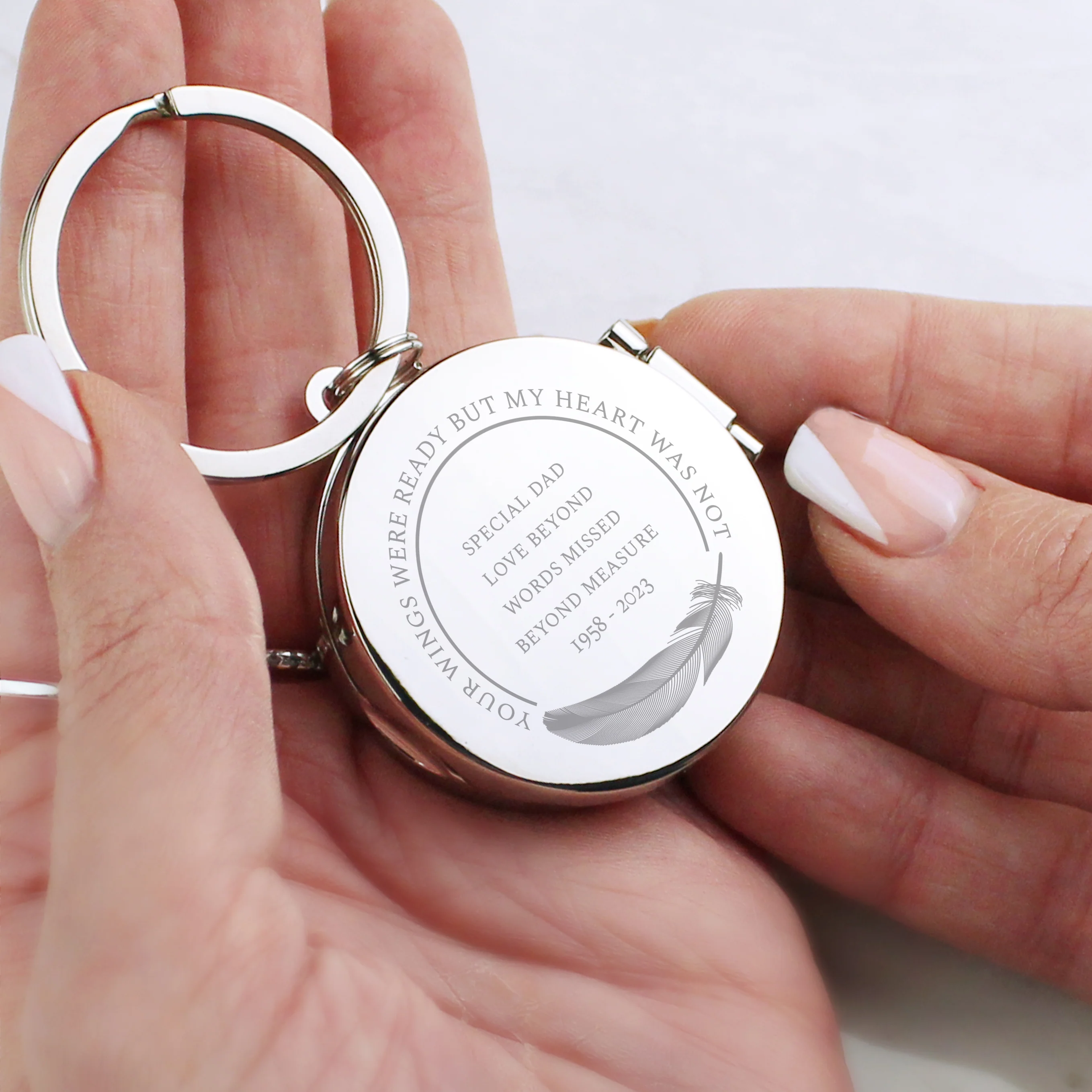 Personalised In Loving Memory Round Photo Keyring - Image 3